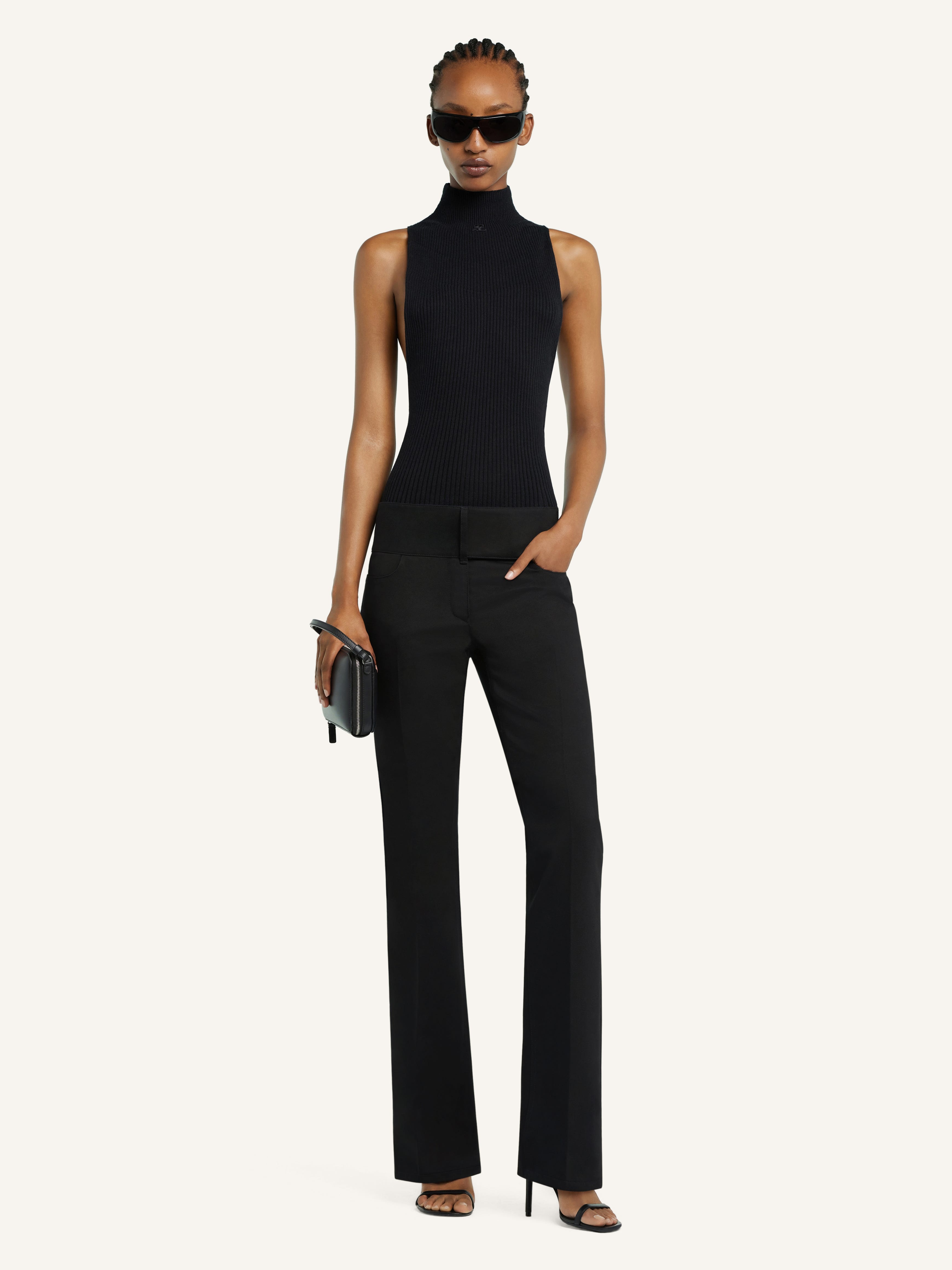 BELTED BOOTCUT PANTS - 2