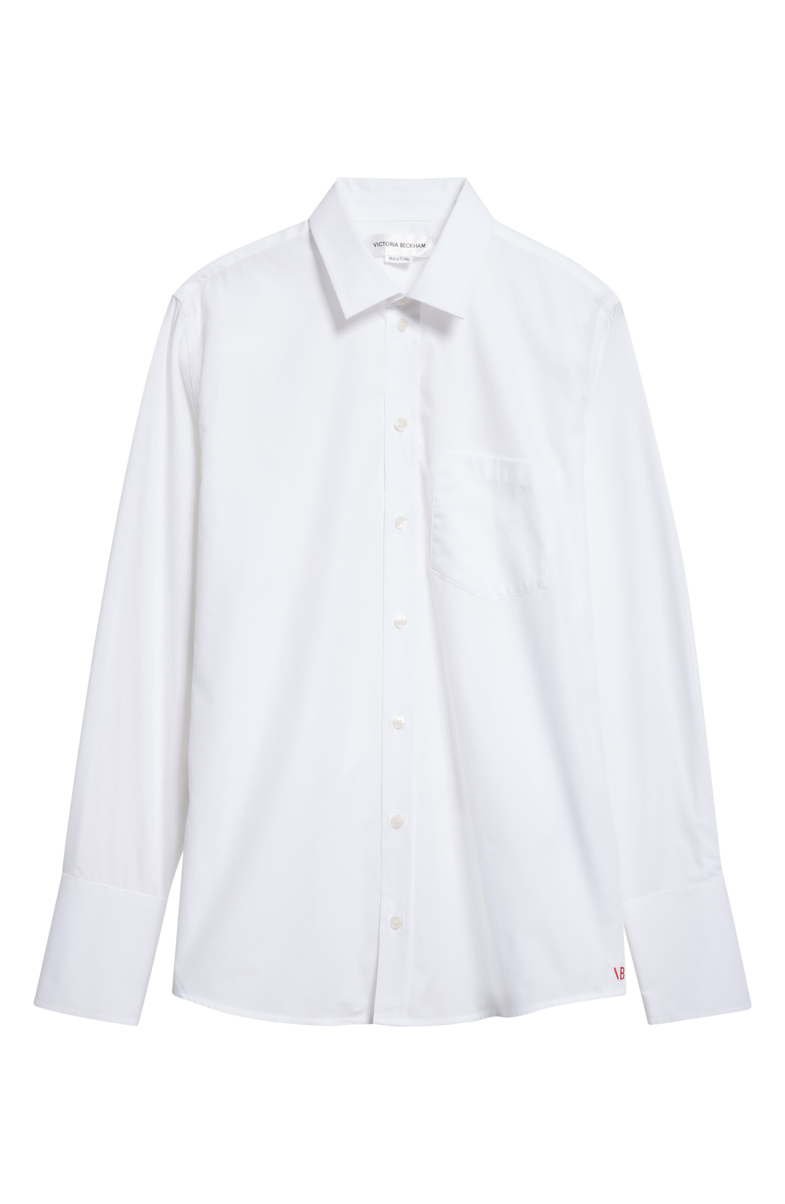 Victoria Beckham Tab Detail Button-Up Shirt in White at Nordstrom - 6