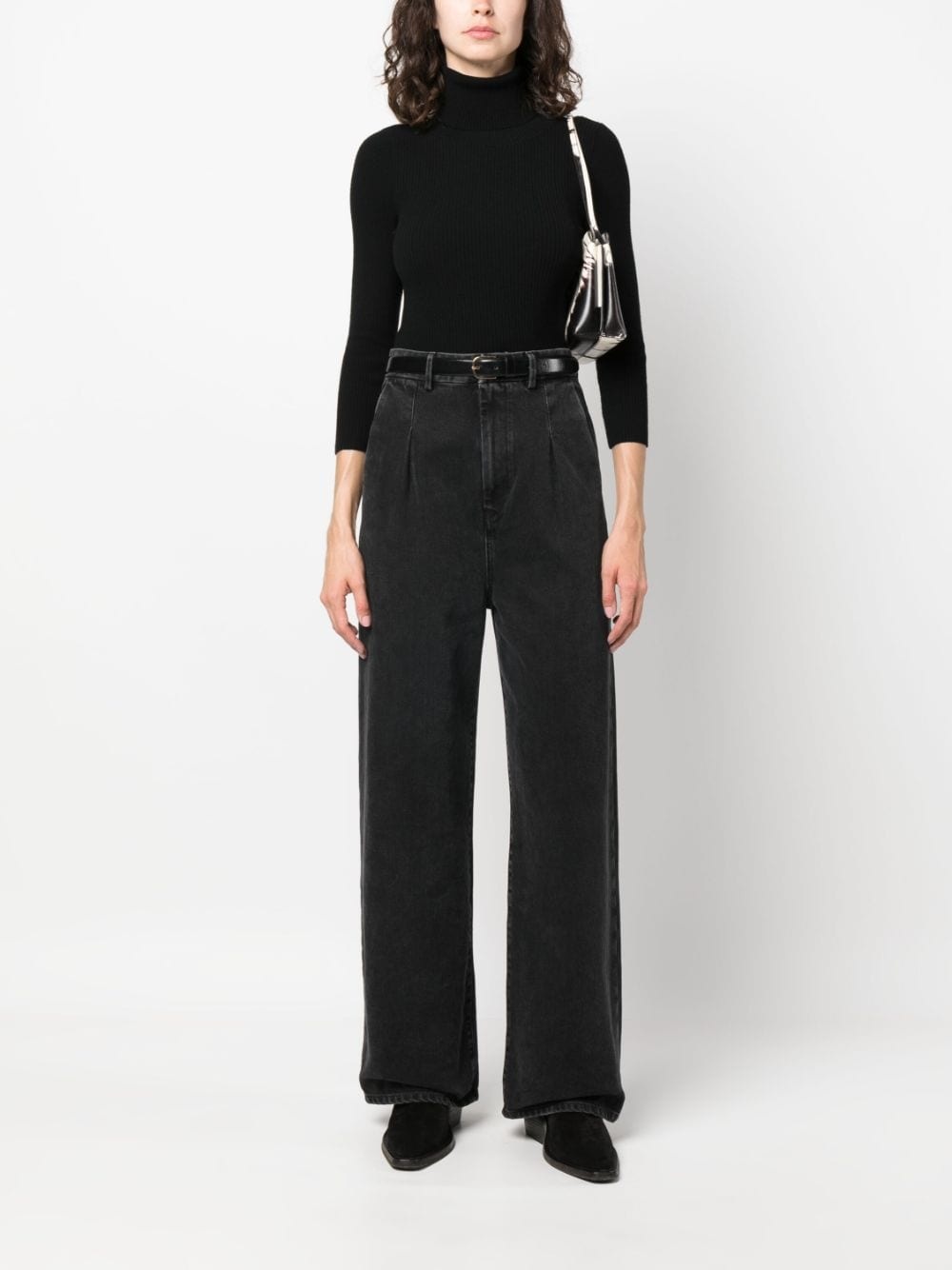 ribbed-knit roll-neck knitted top - 3