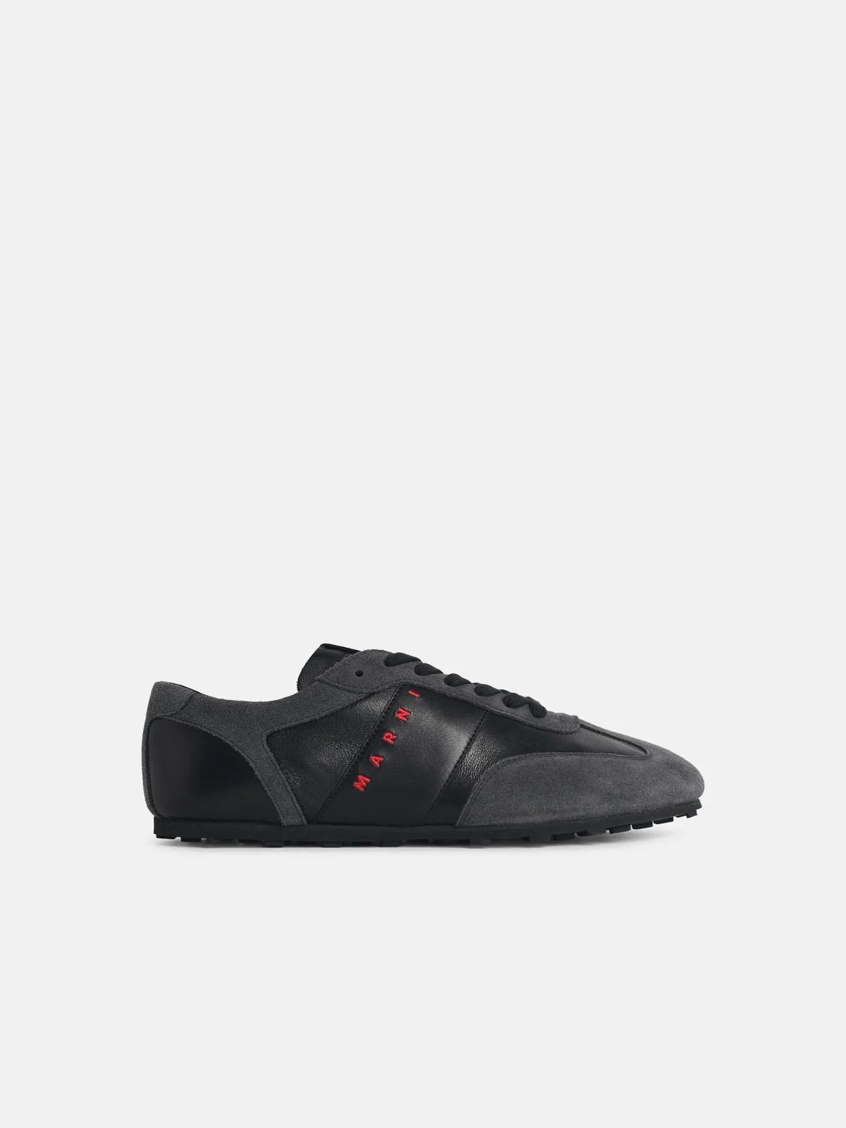 'SOFTY SOCCER' BLACK AND GREY LEATHER SNEAKERS - 1