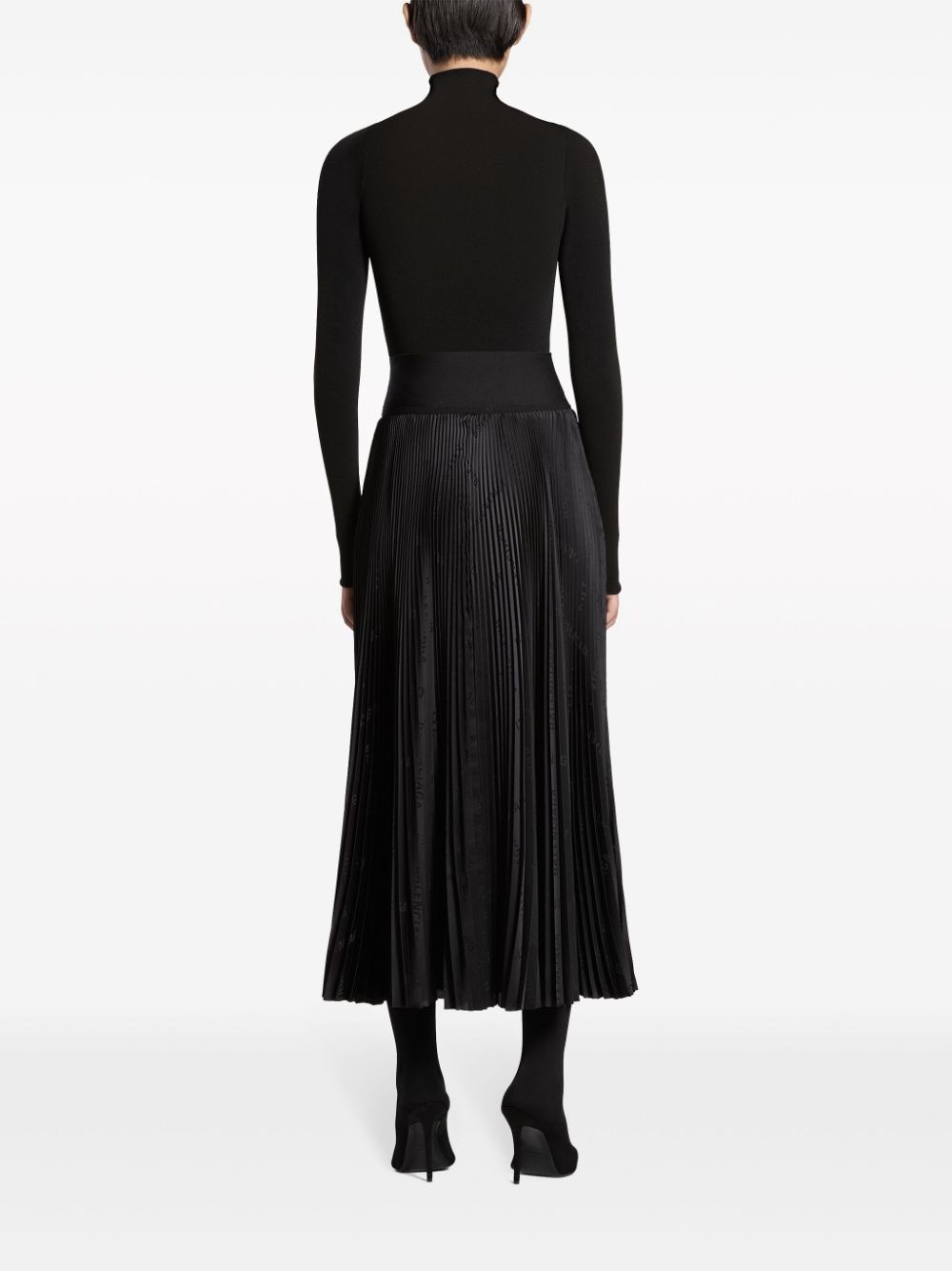 pleated logo-jacquard midi skirt - 4