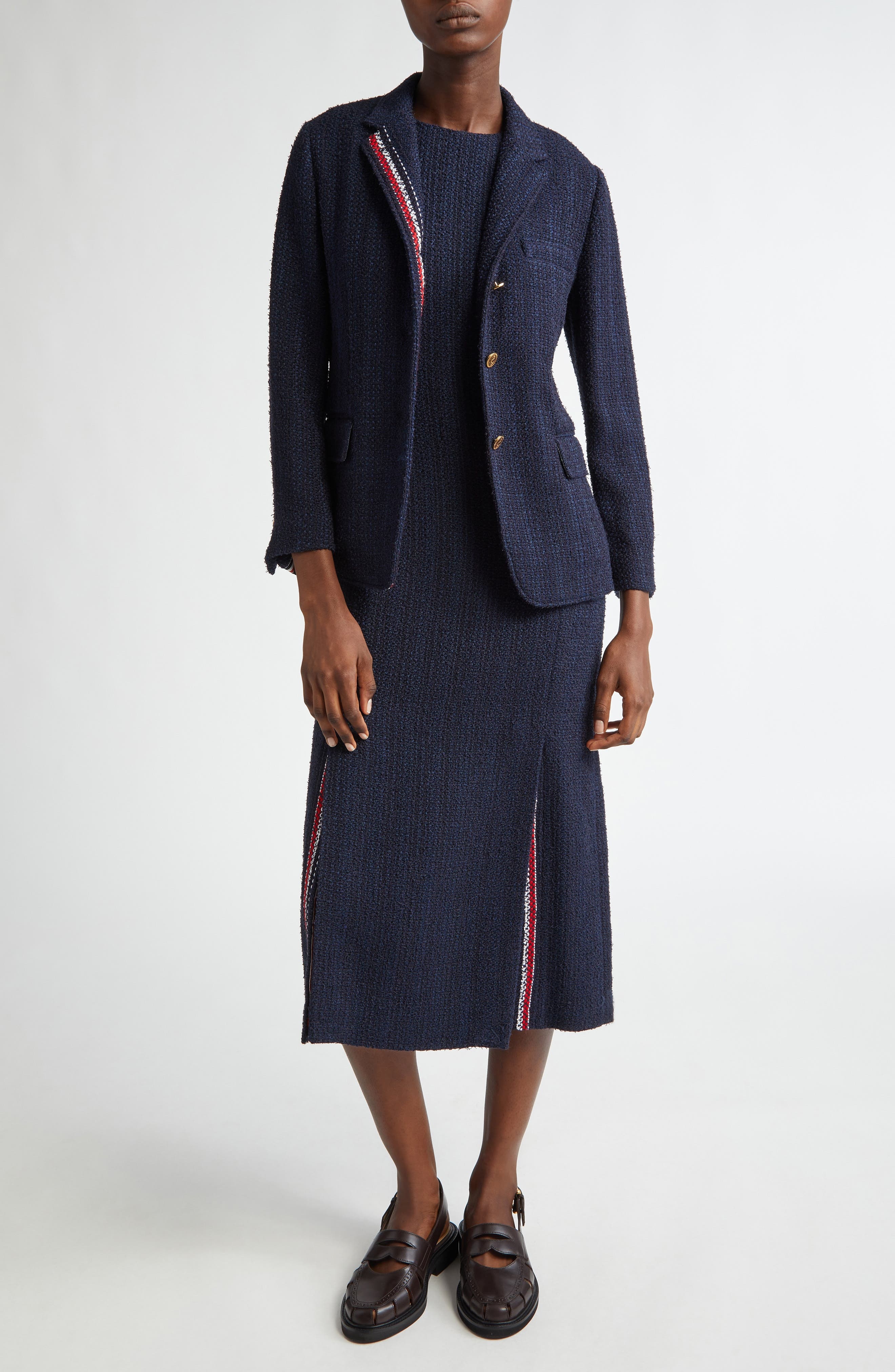 Thom Browne Unconstructed Tweed Blazer in Navy at Nordstrom - 2