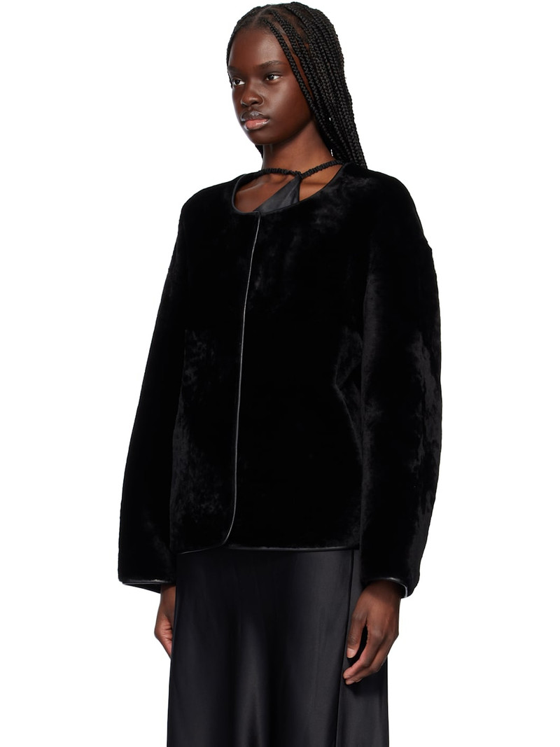 NOUR HAMMOUR Black Lyra Versatile Shearling Jacket outlook