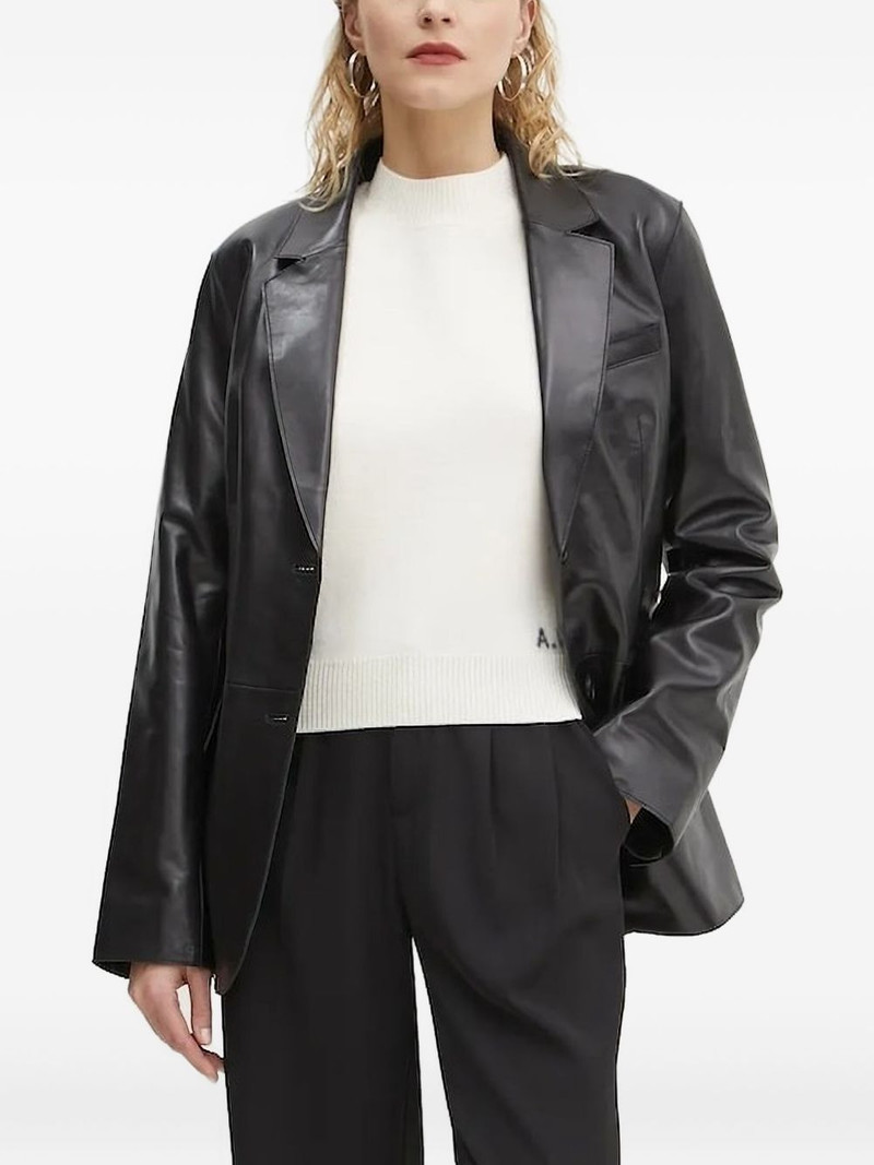 leather fitted blazer 1