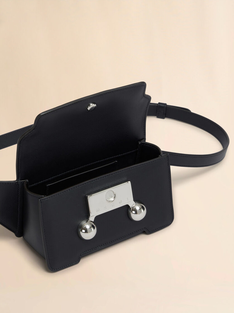 BLACK LEATHER TRUNKAROO CROSSBODY BAG 3