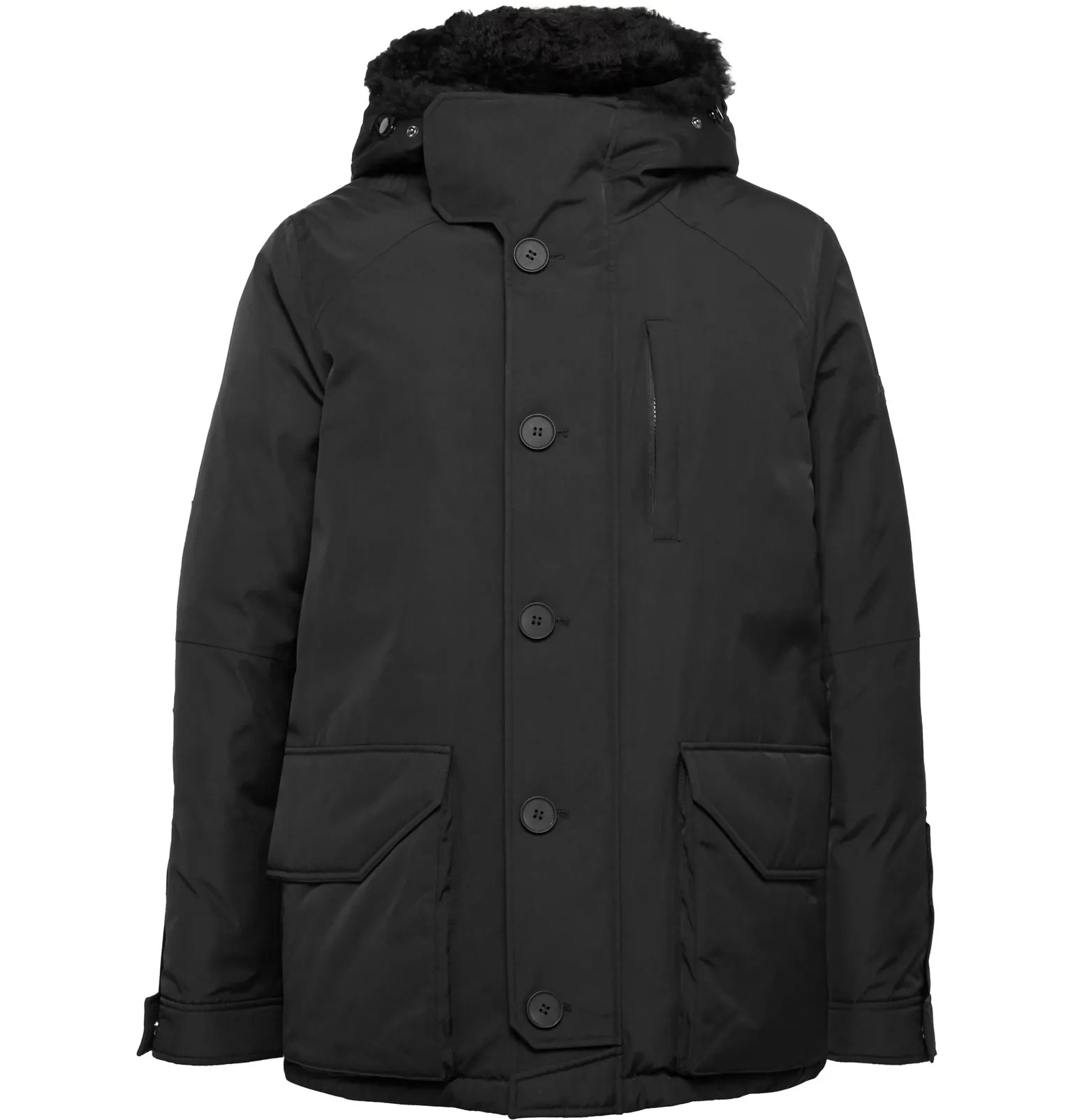 Army Shearling-Trimmed Shell Hooded Down Parka - 1