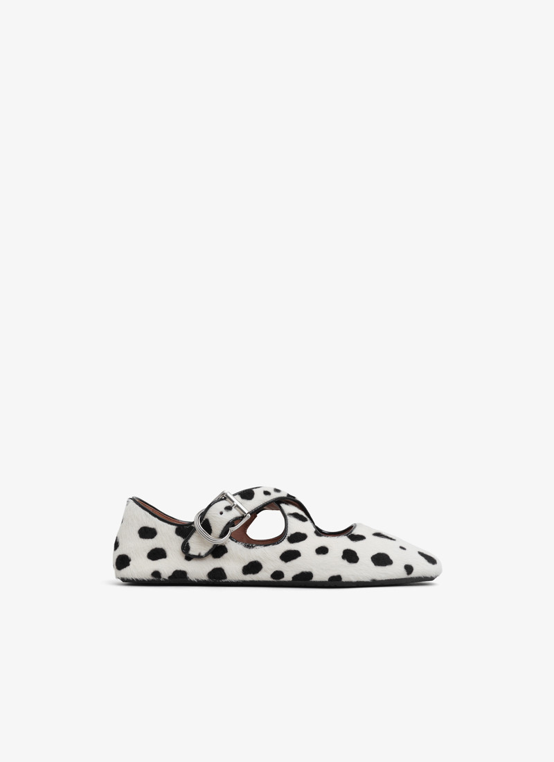 CRISS CROSS BALLET FLATS IN DOTS HAIRCALF 1