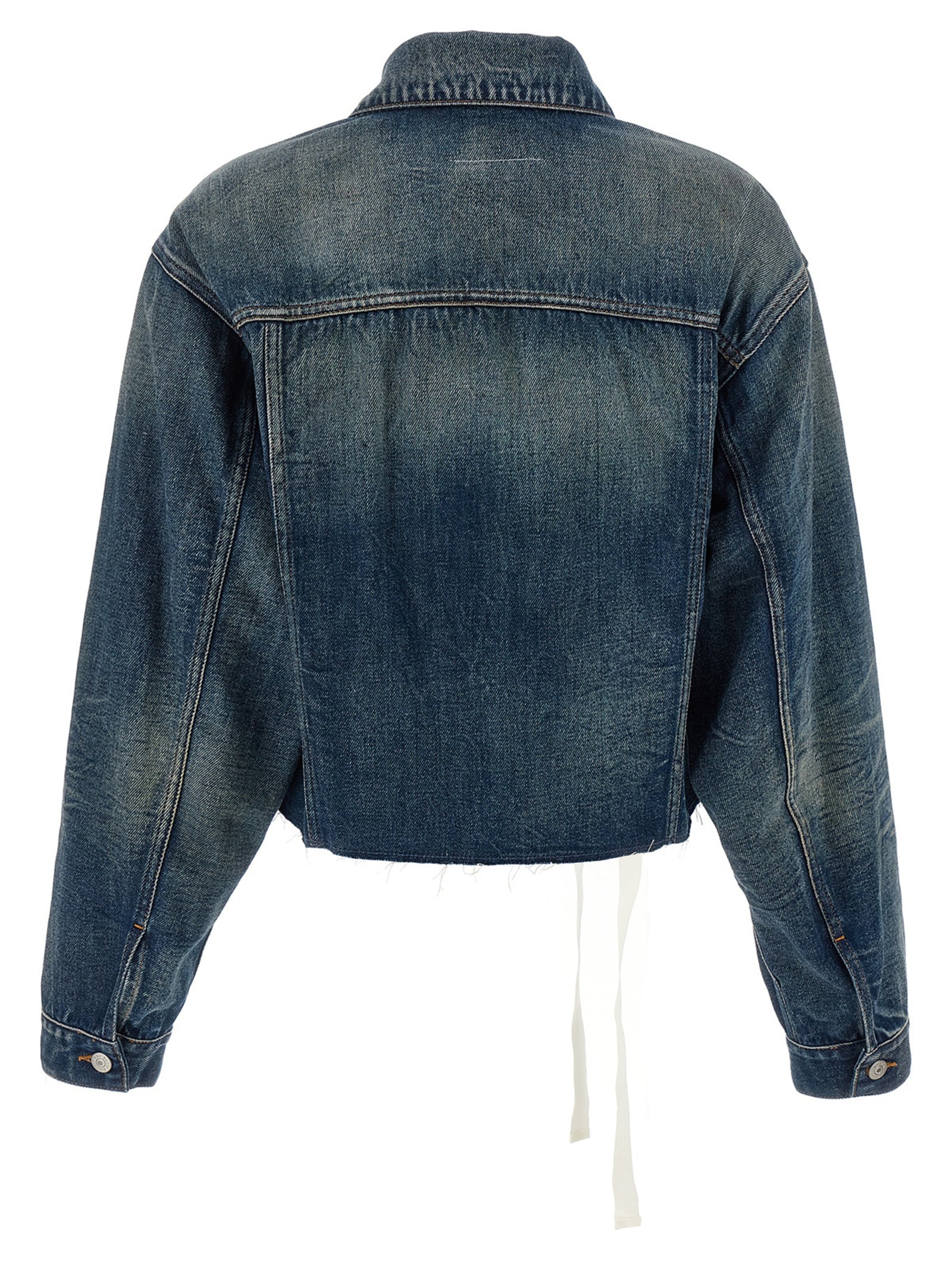 Tape Denim Jacket Puffer Jackets Blue - 2