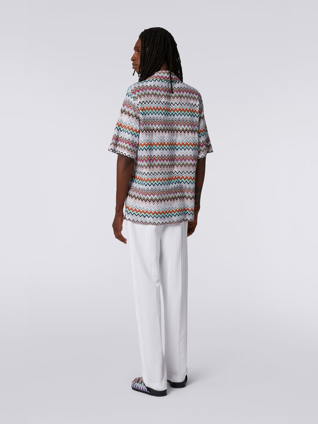 Short-sleeved cotton and viscose bowling shirt - 4