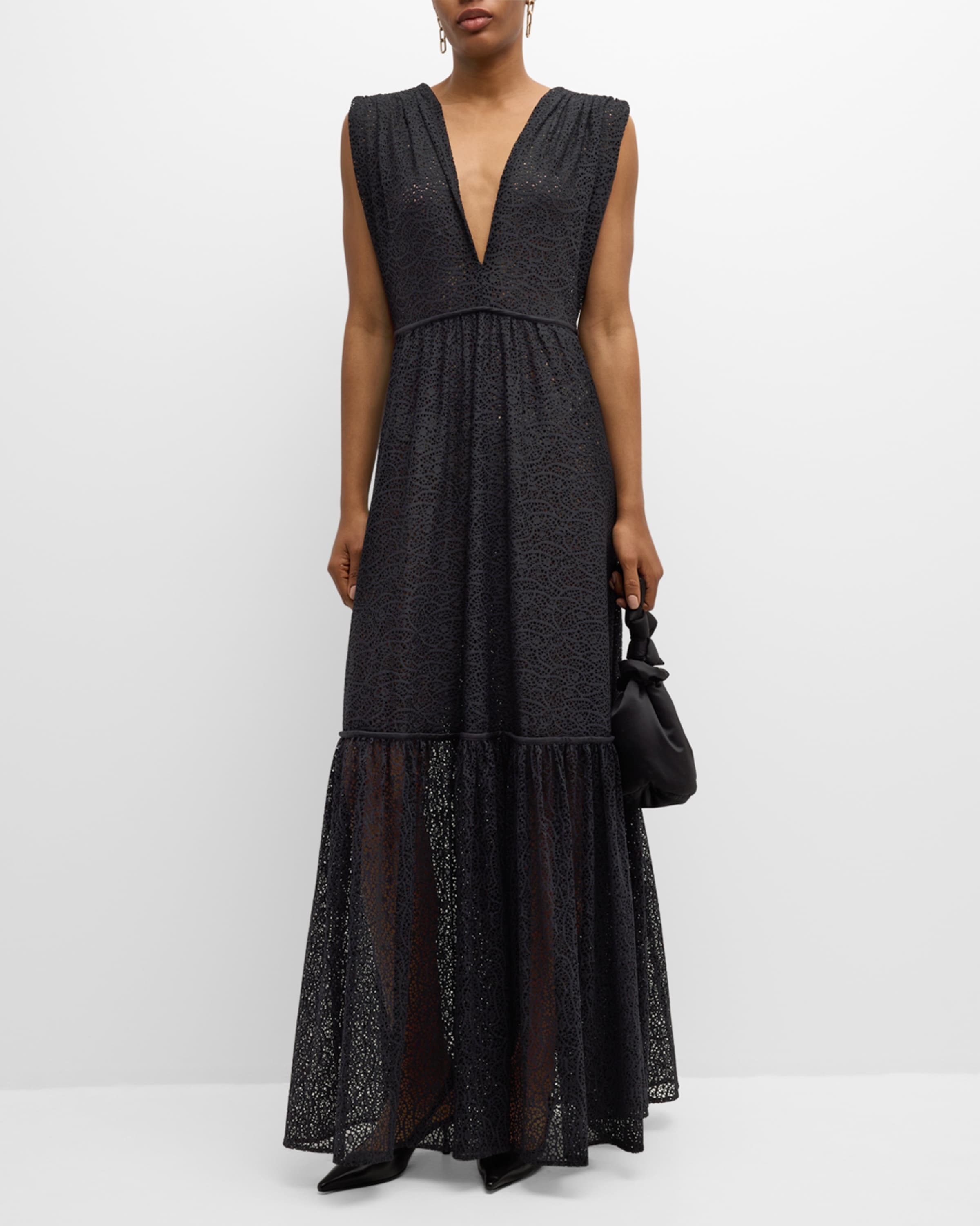 Prato Plunging Sleeveless Lace Maxi Dress - 2