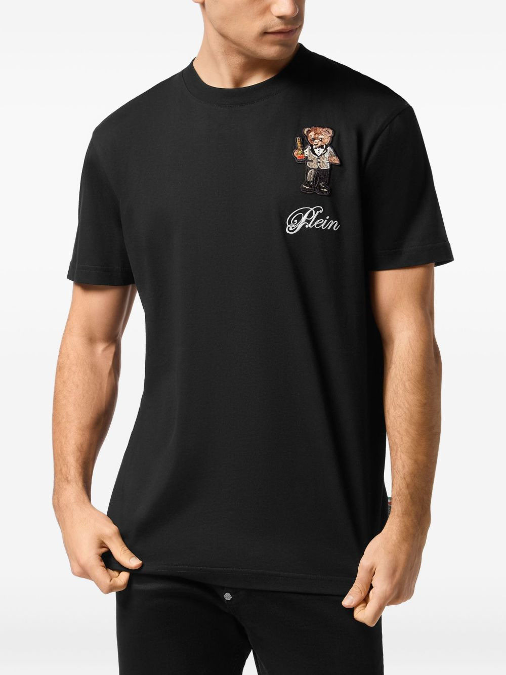 teddy bear-embroidered T-shirt - 2