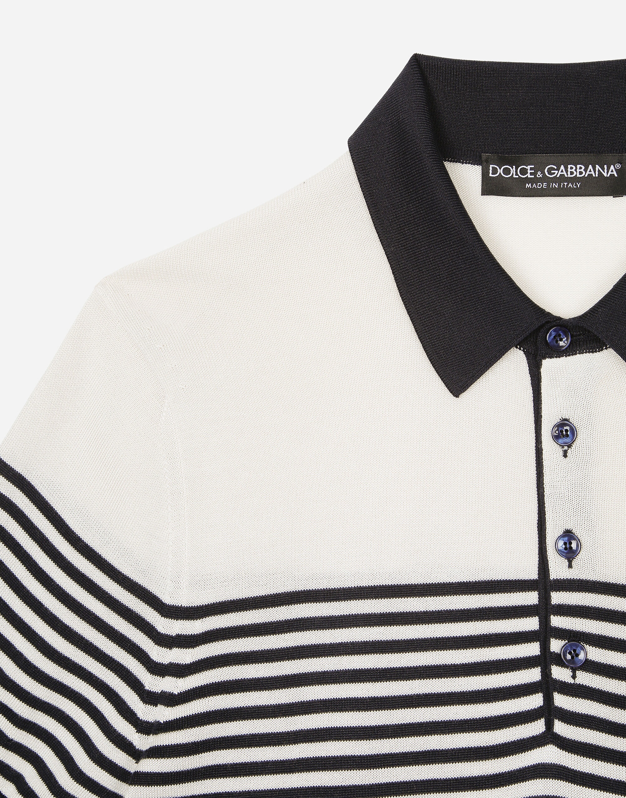 Striped silk polo-shirt with DG patch - 4