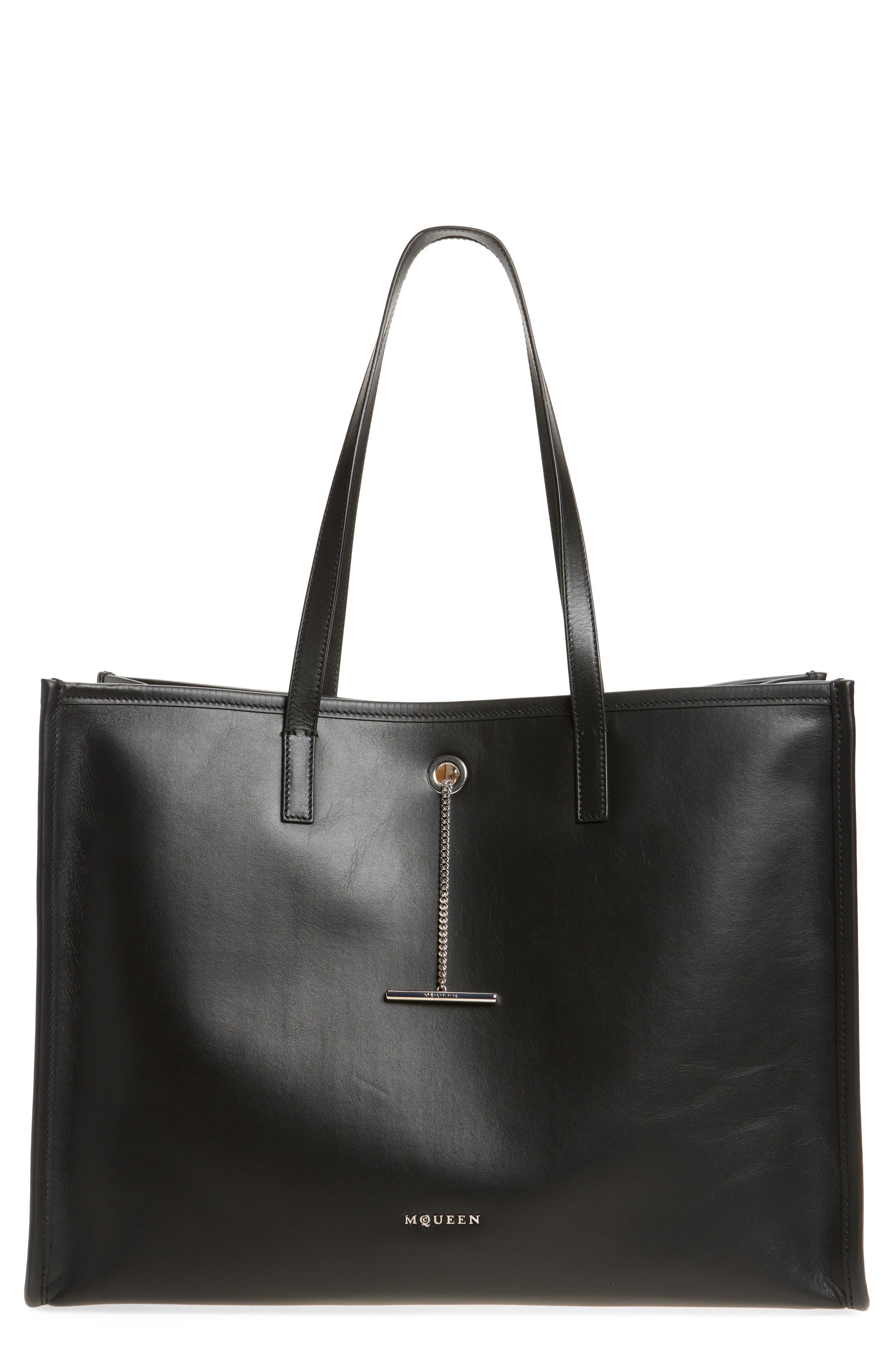 McQueen T-Bar Pendant Tote in Black/Silver at Nordstrom - 1
