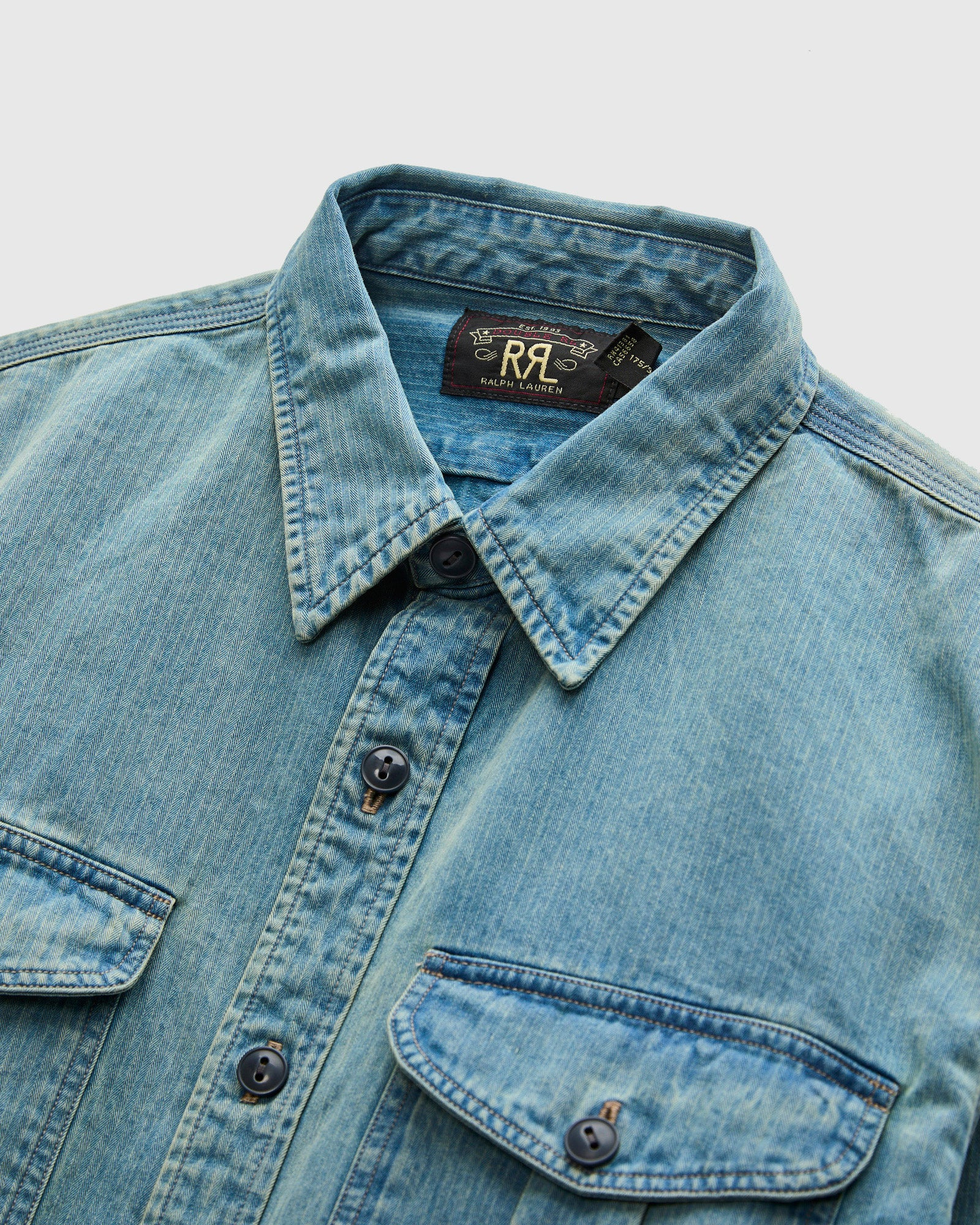 Dockman HBT Workshirt in Faded Indigo - 3