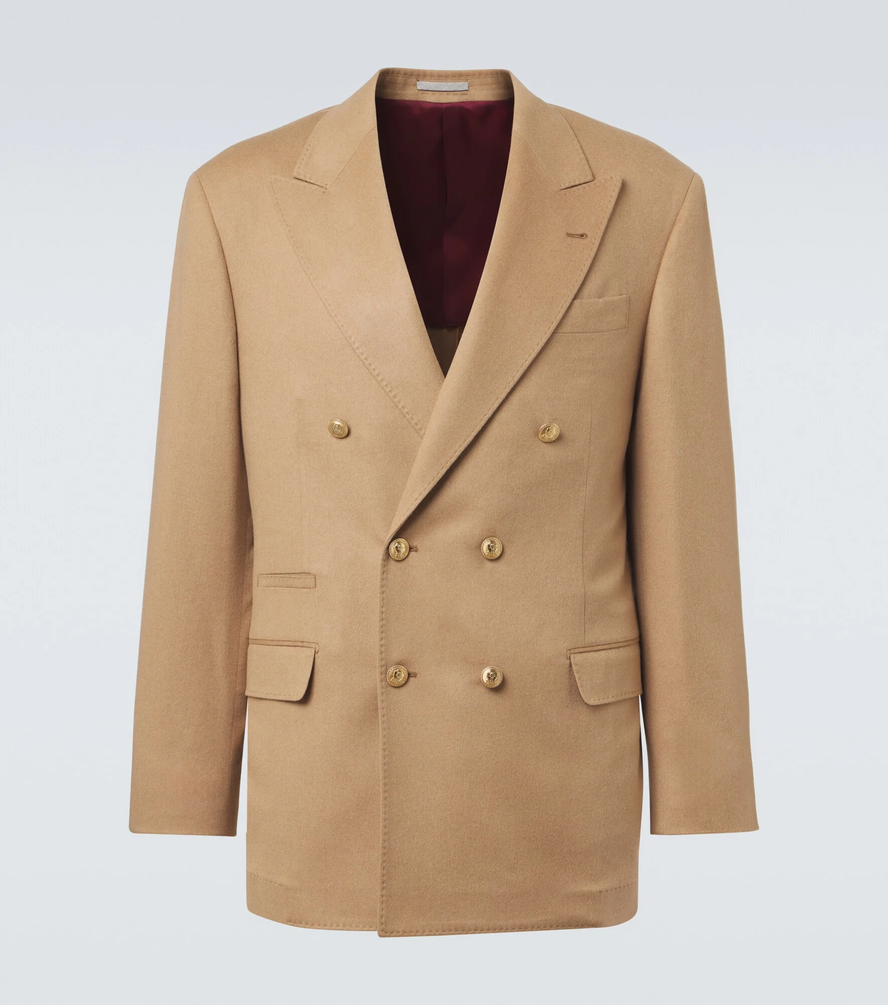 Camel hair double-breasted suit jacket - 1