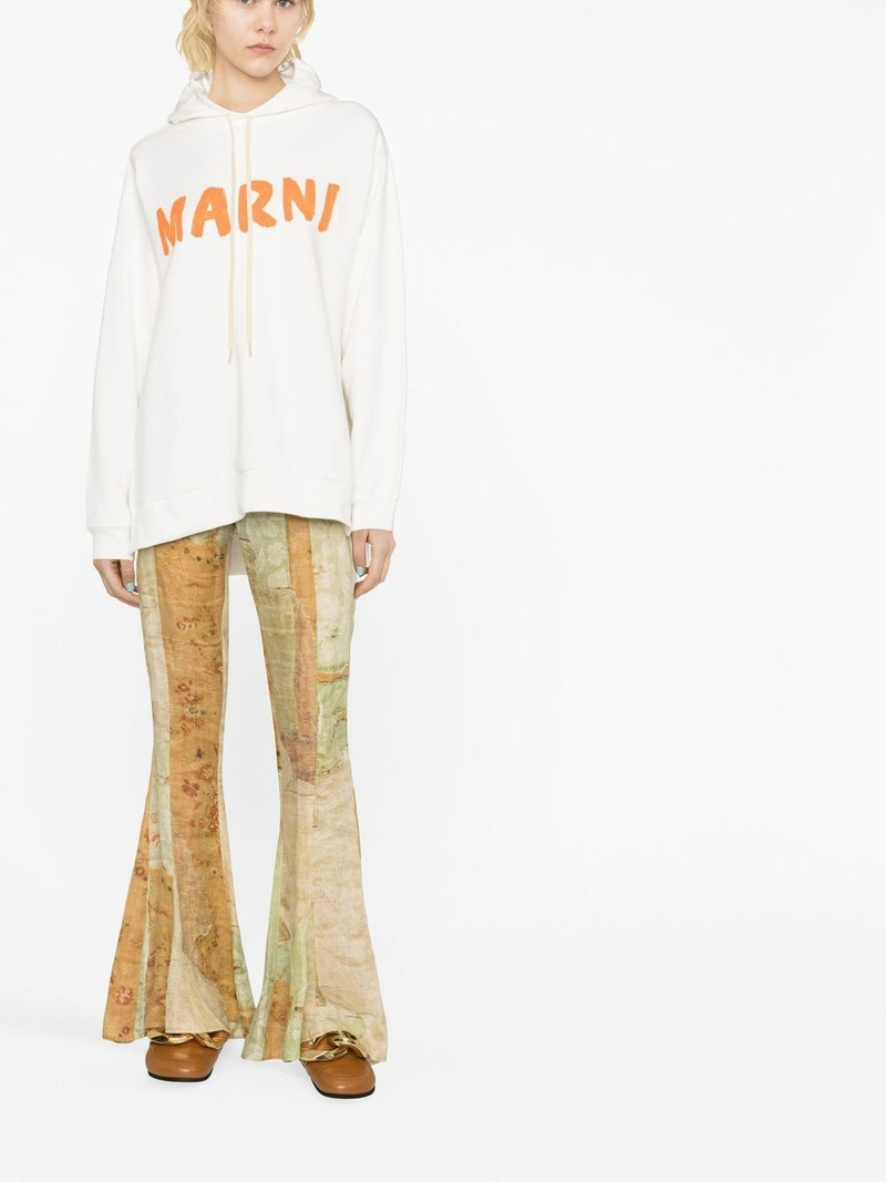 Marni logo-print cotton hoodie outlook