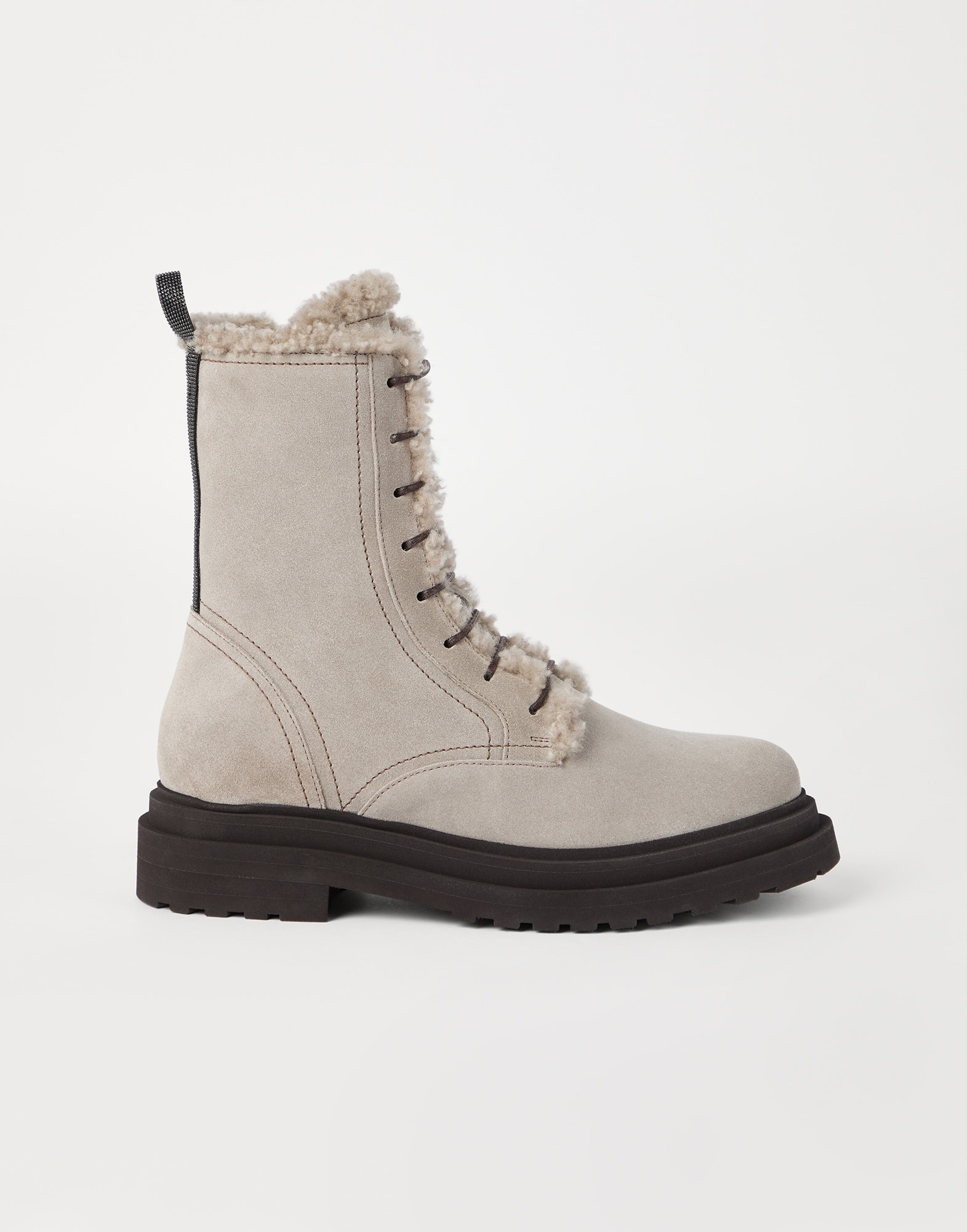 Suede boots with shearling lining and shiny loop detail - 5