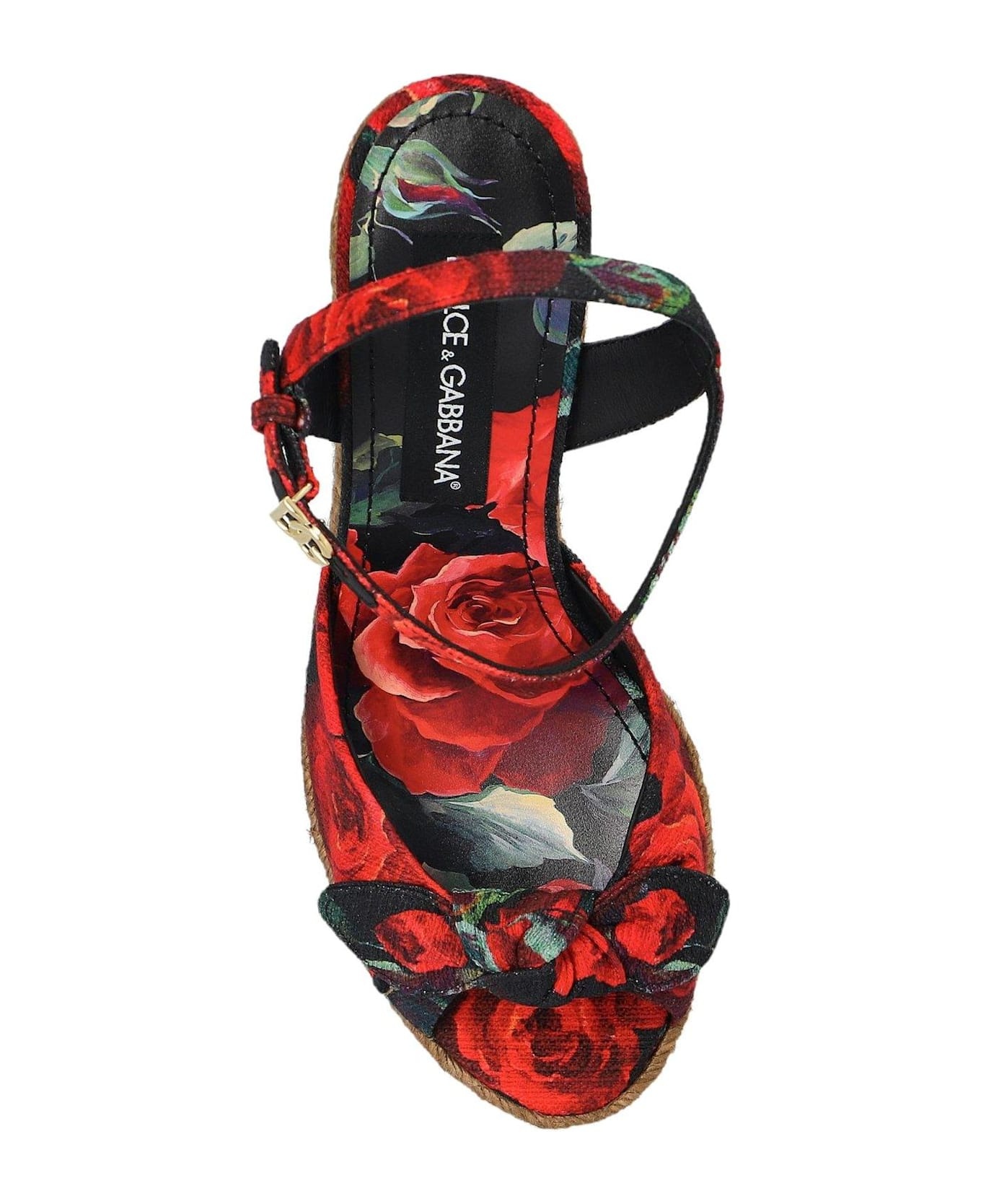 Floral Motif Wedge Sandals - 4