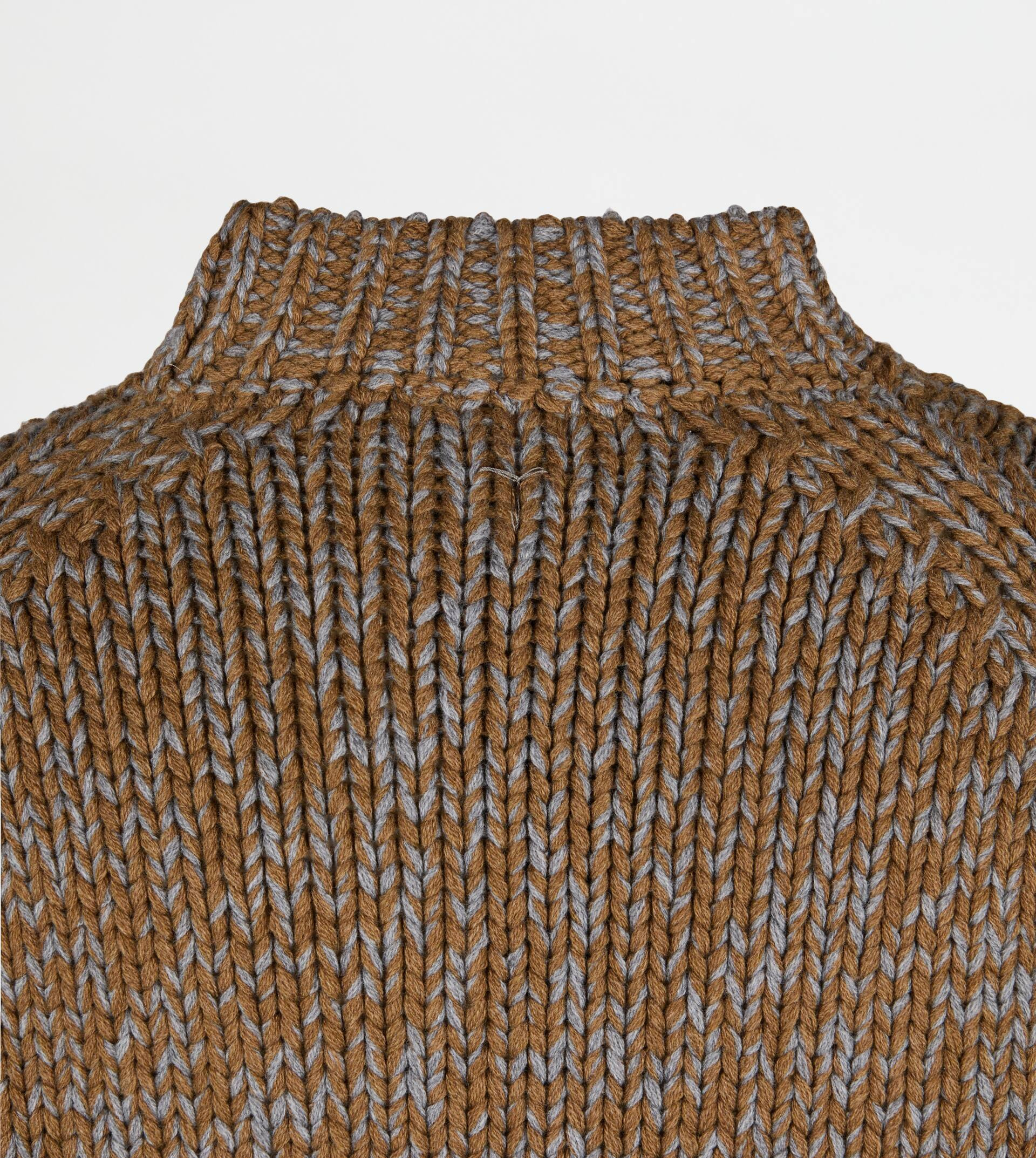 CASHMERE BLEND MOULINÉ ROUND-NECK PULLOVER - YELLOW - 8
