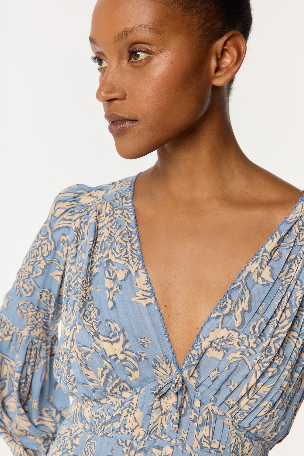 Mini Dress Chiara - Blue Oriental Foulard - 2