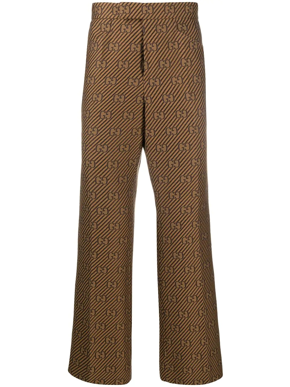 logo-print striped trousers - 1