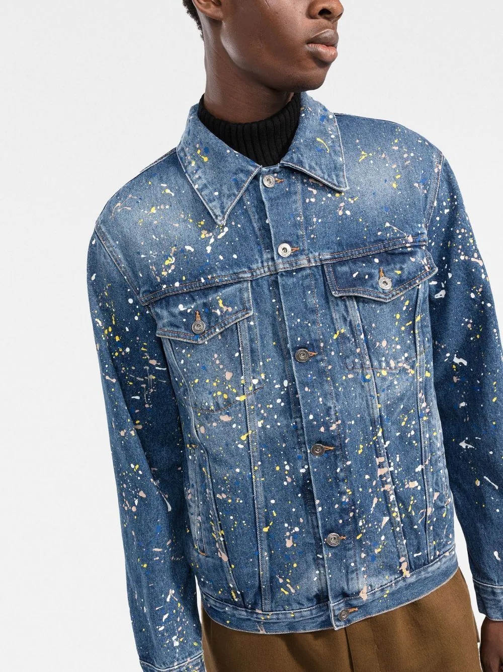 paint-splatter denim jacket - 3