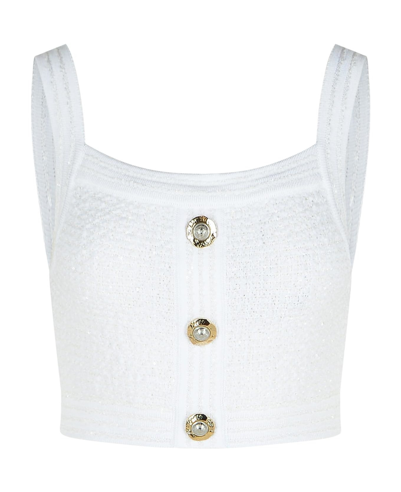 White Cotton Blend Top - 1