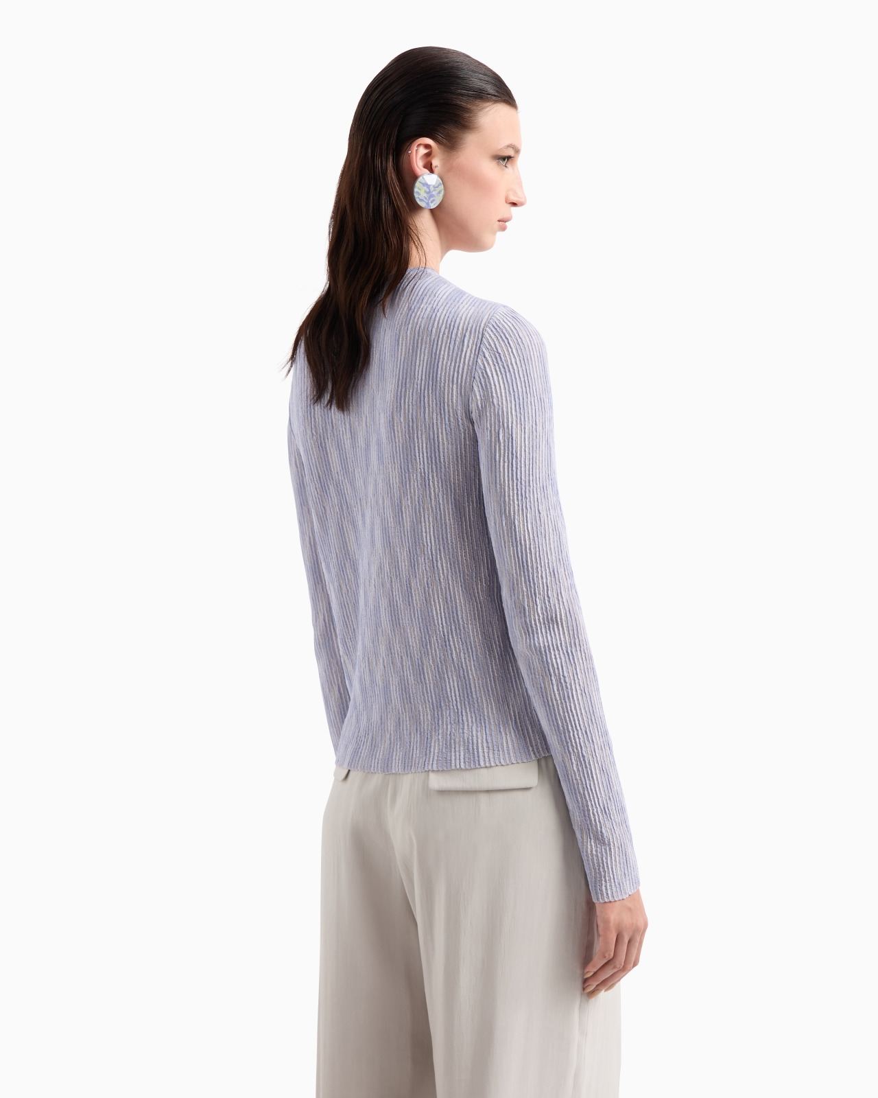 CUPRO AND VISCOSE BLEND CREW-NECK JUMPER - 3