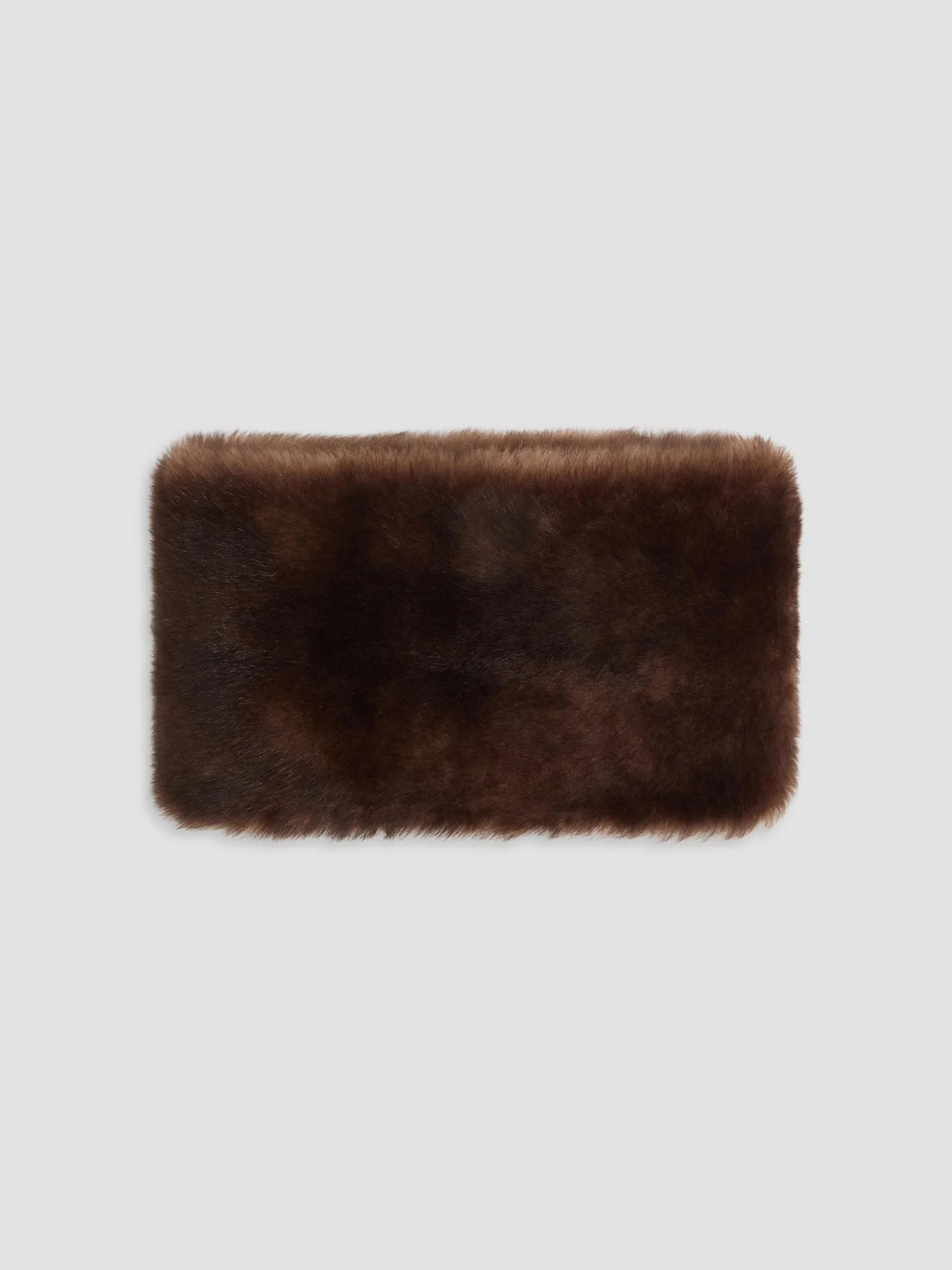 Women's Lamb Fur Collar - Brown - 1