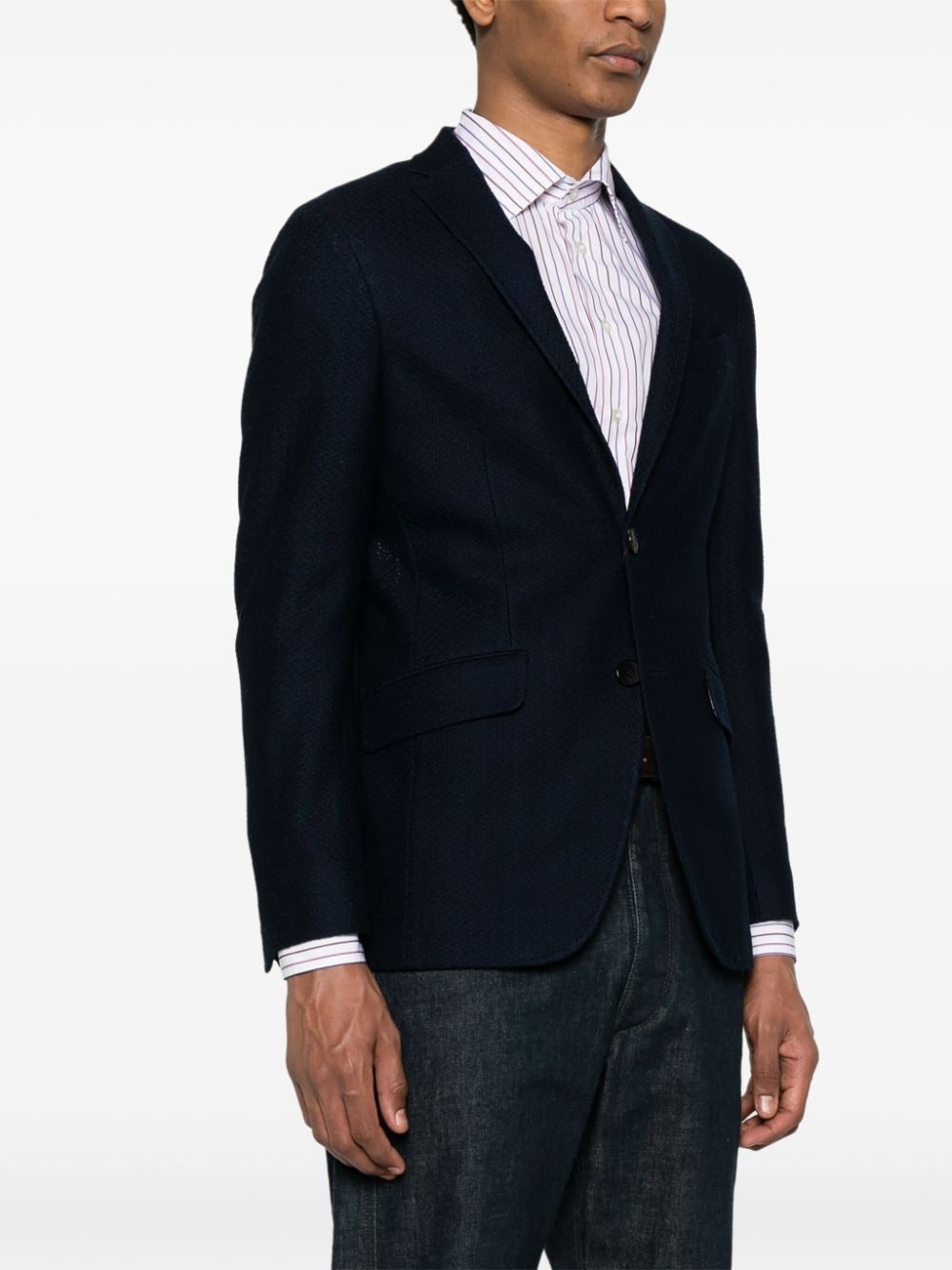 patterned-jacquard single-breasted blazer - 3