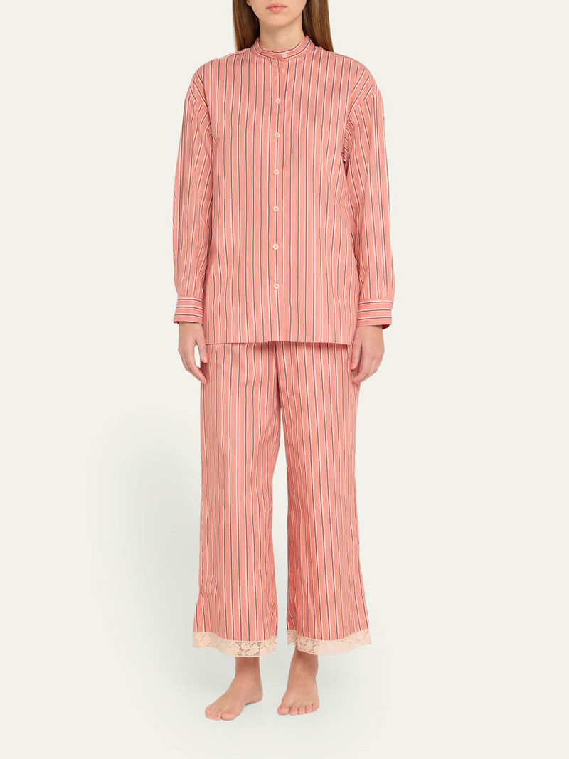 ERES Bonheur Striped Cotton Sleep Shirt outlook