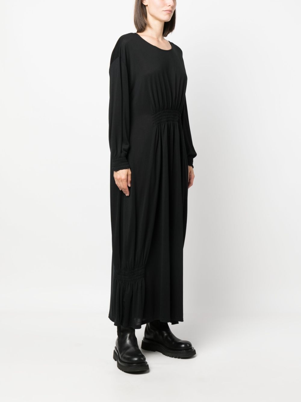 smocked-panel detail midi dress - 3