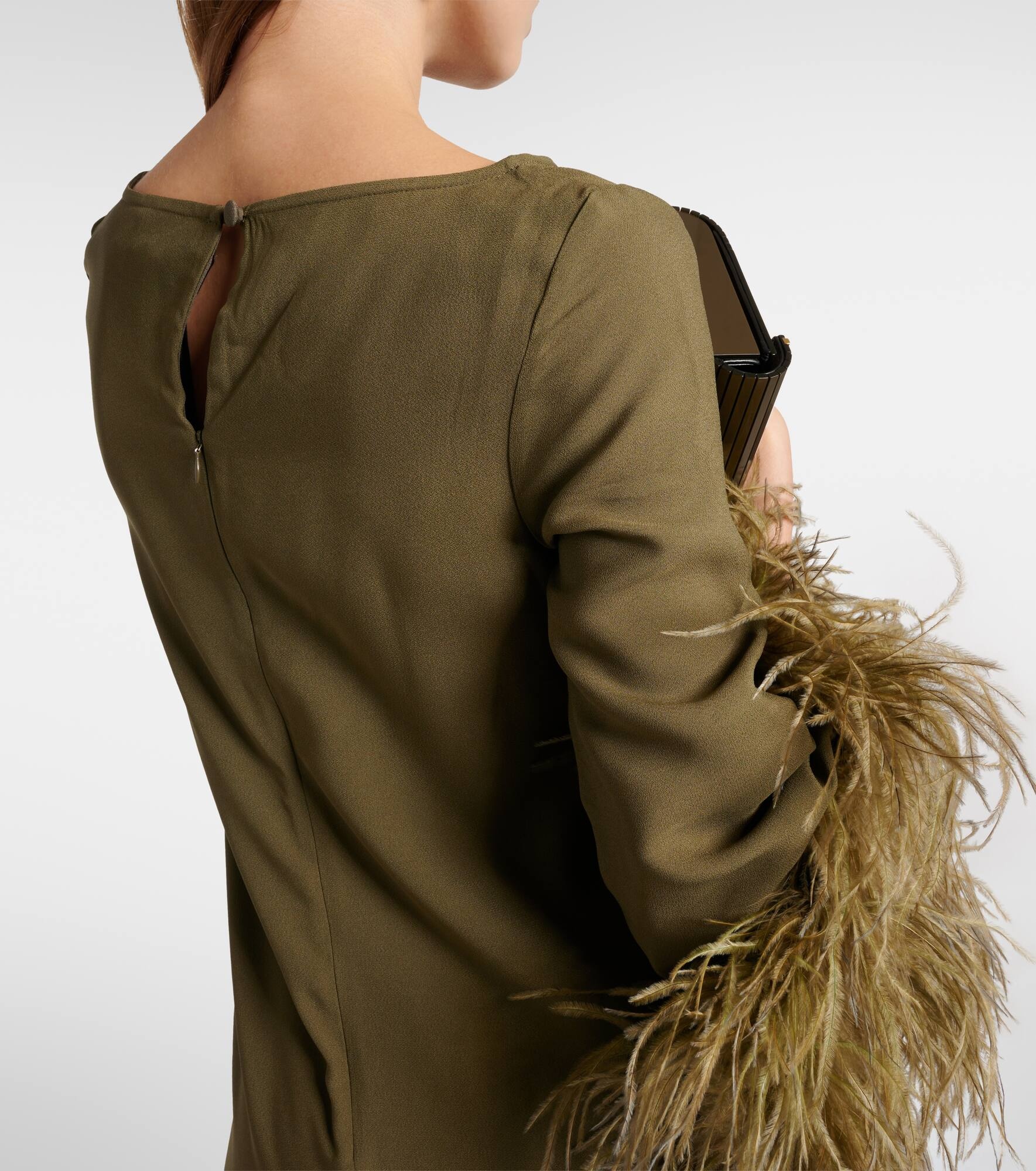 Del Lago feather-trimmed midi dress - 6