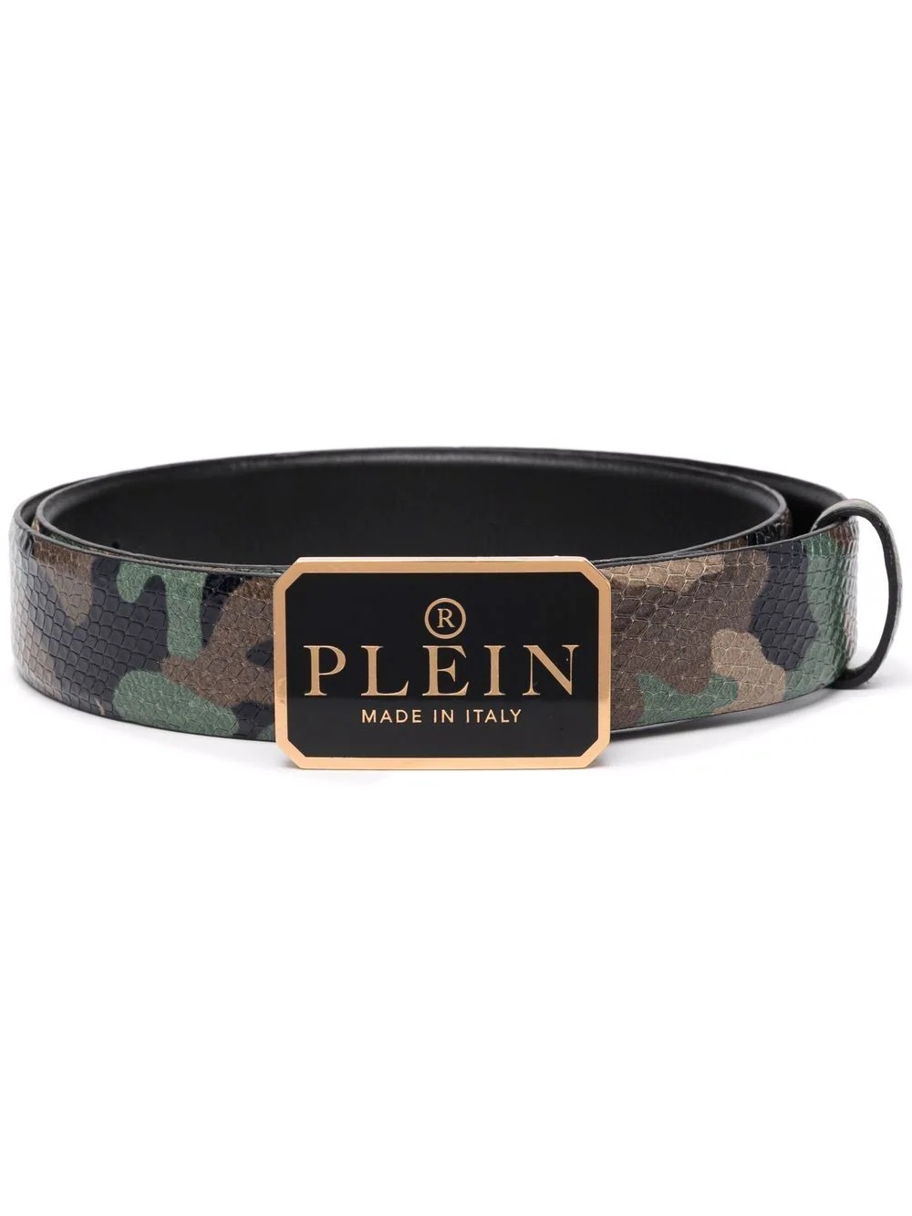 snakeskin-effect leather belt - 1