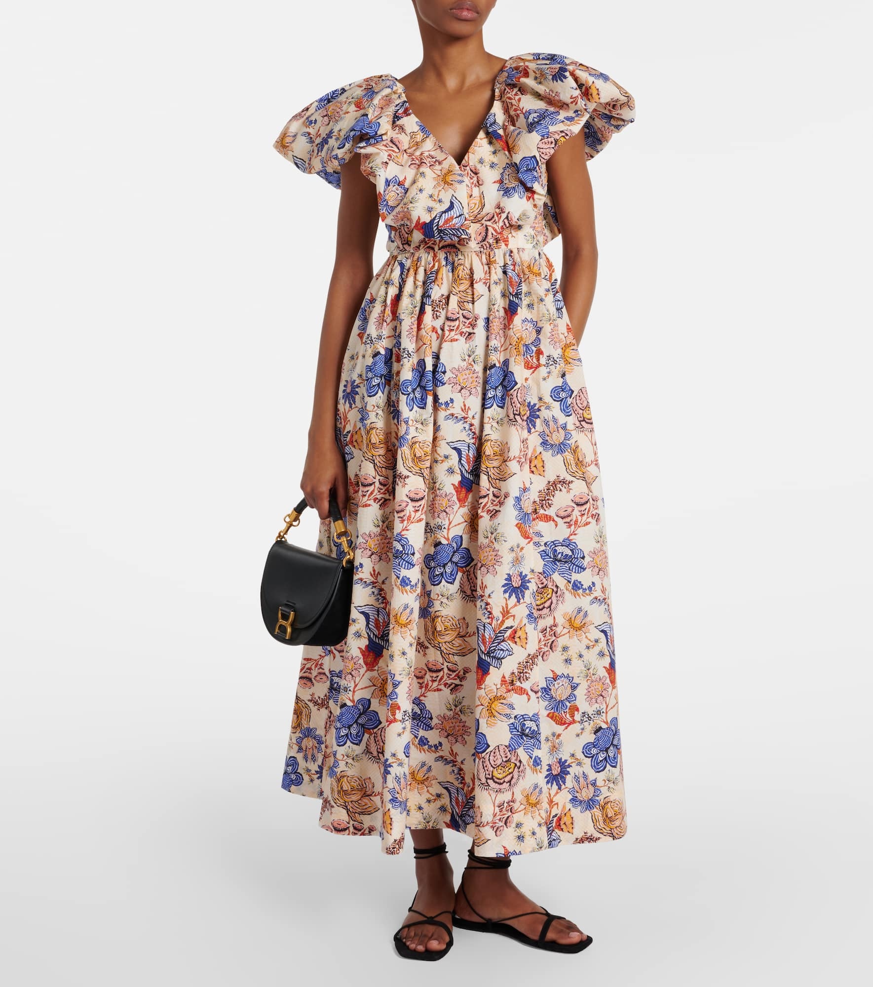 Francesca floral cotton poplin midi dress - 2