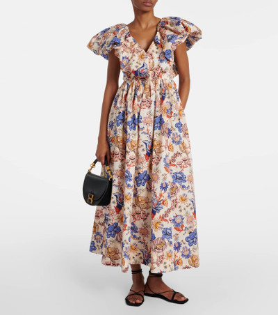 ULLA JOHNSON Francesca floral cotton poplin midi dress outlook