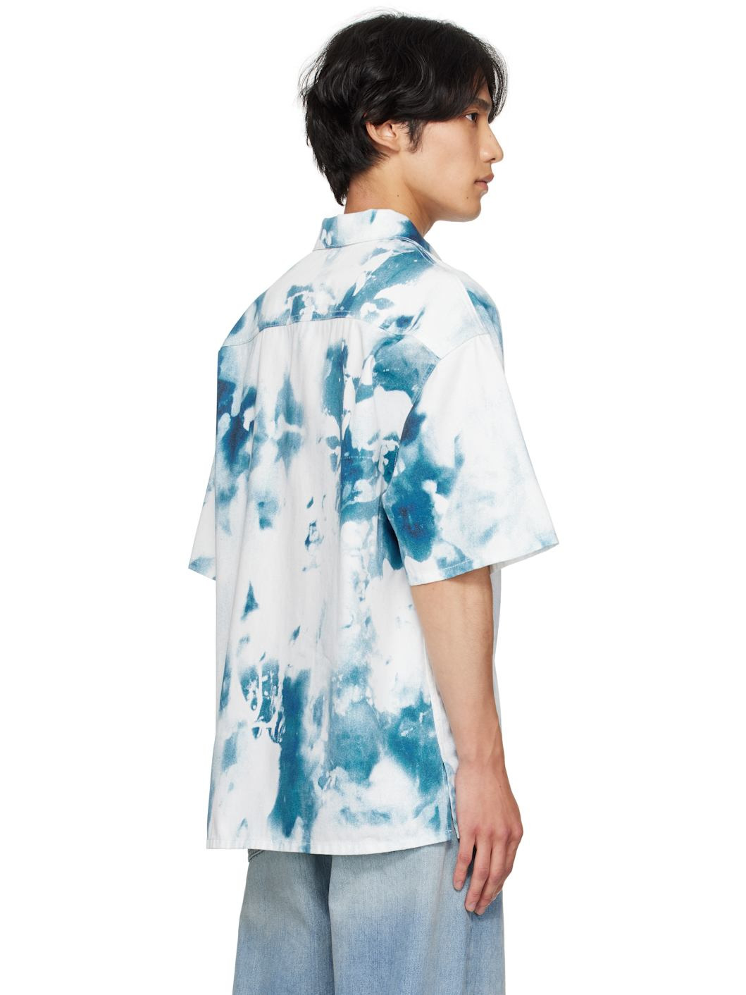 White & Blue Bleach Print Shirt - 3