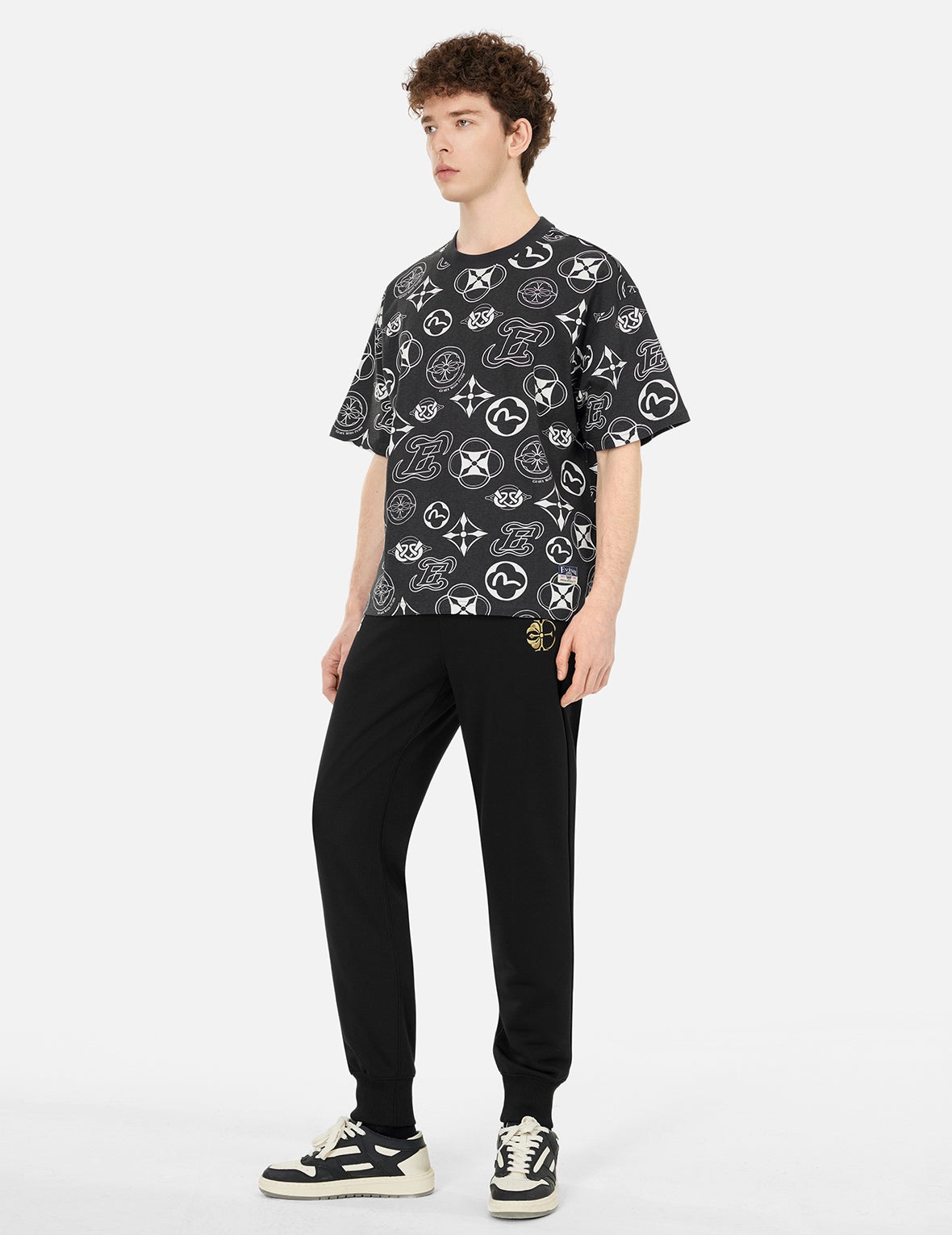 Allover Multi-logo Print Loose Fit T-shirt - 3