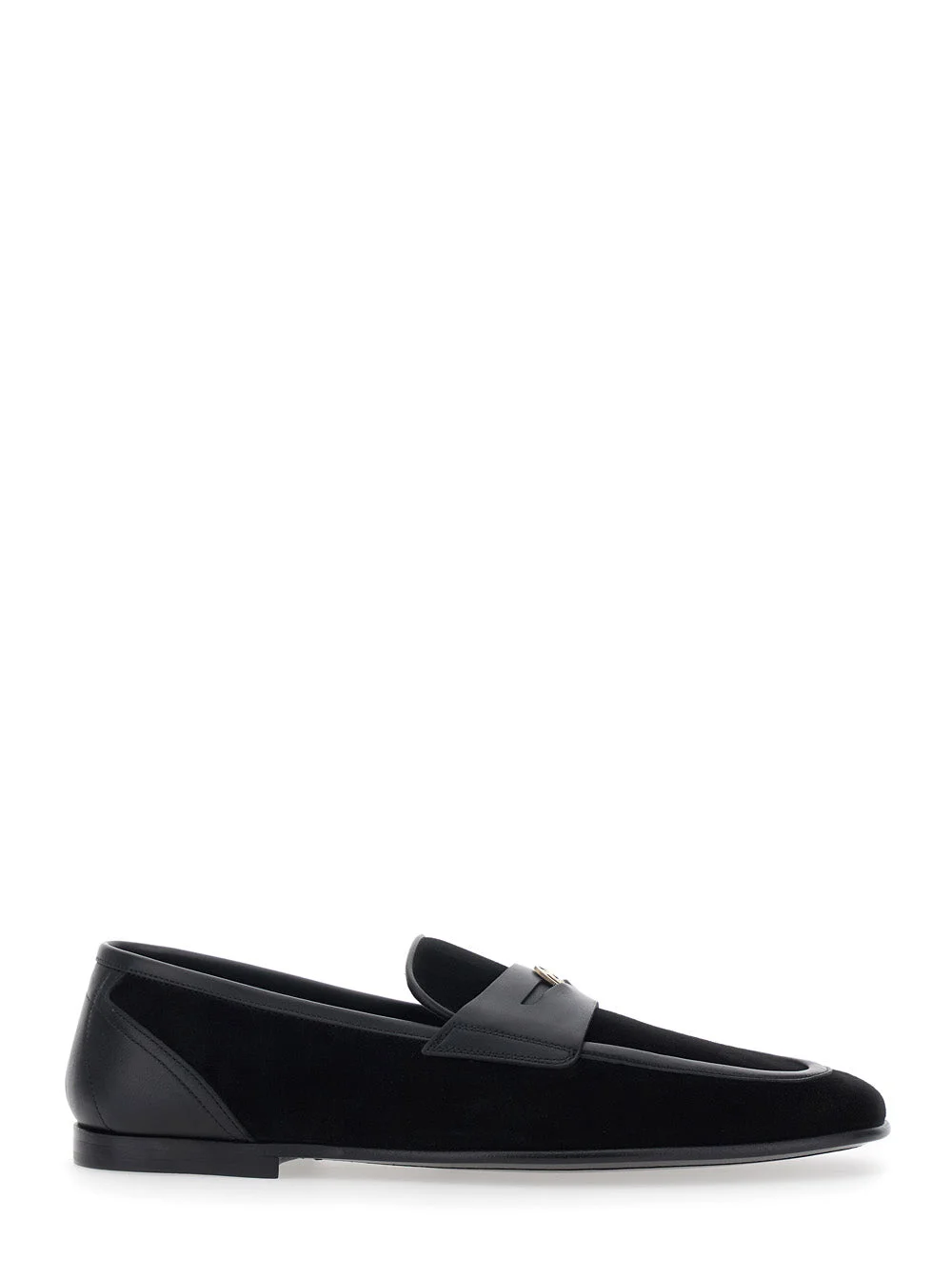 Dolce & Gabbana Men 'Ariosto' Black Loafers With Metallic Dg Logo Plate On The Front In Leather And - 1