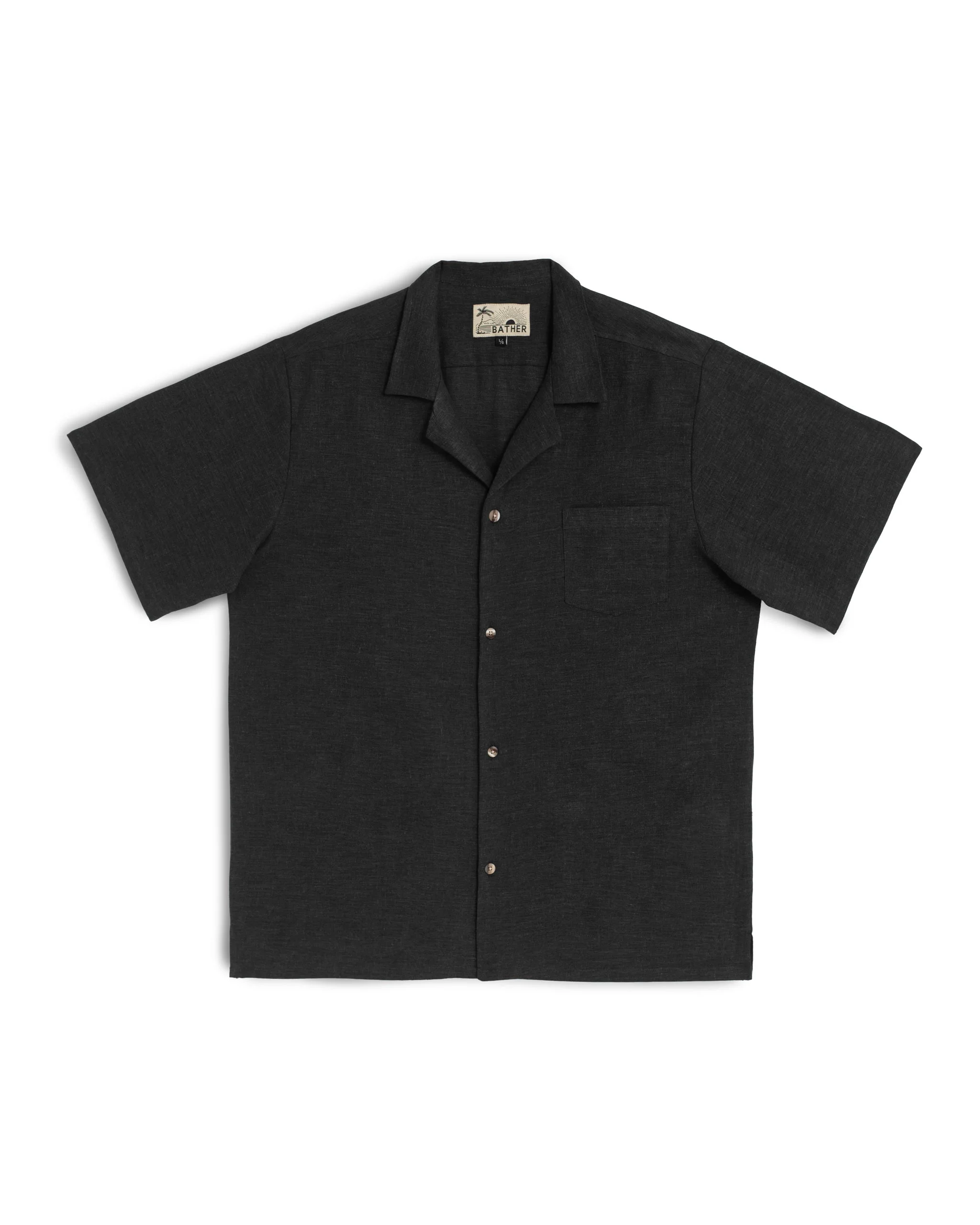 Black Linen Camp Shirt - 1
