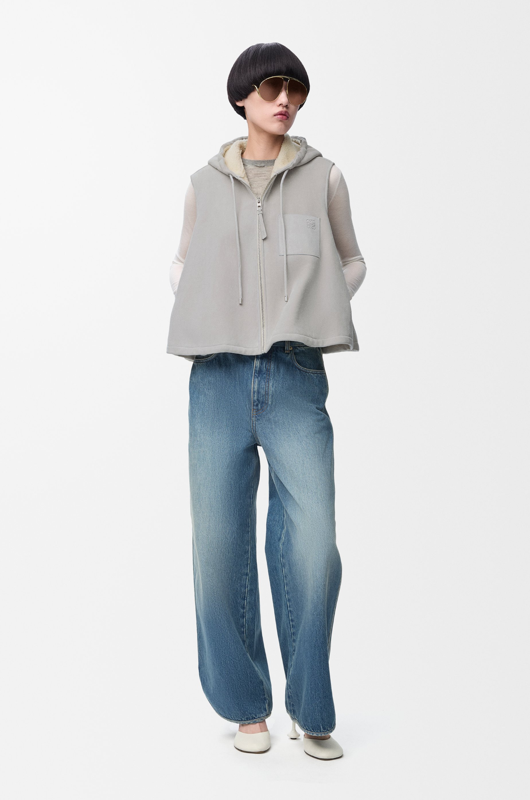 Hooded vest in shearling - 2