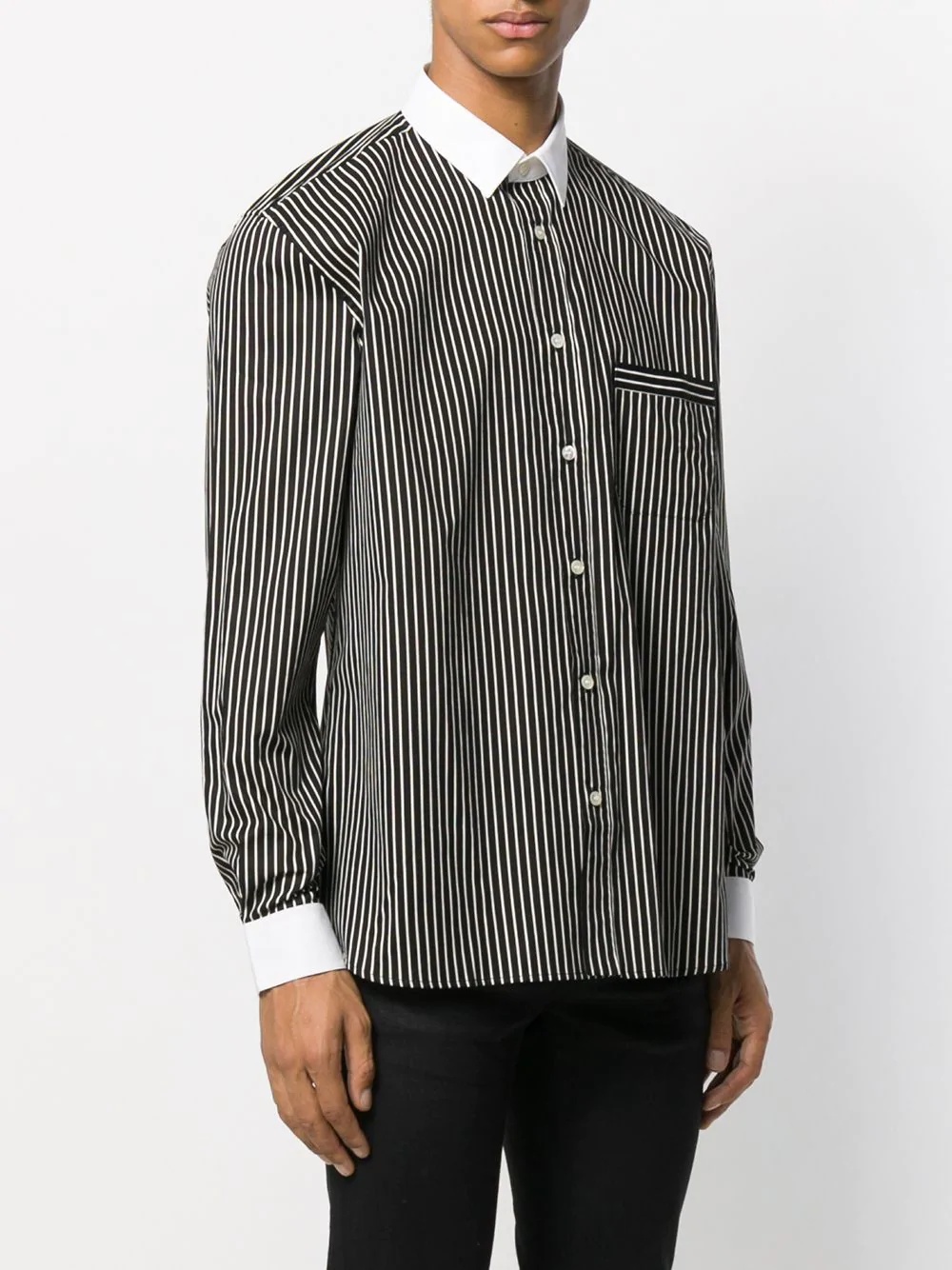 striped contrasting collar shirt - 3