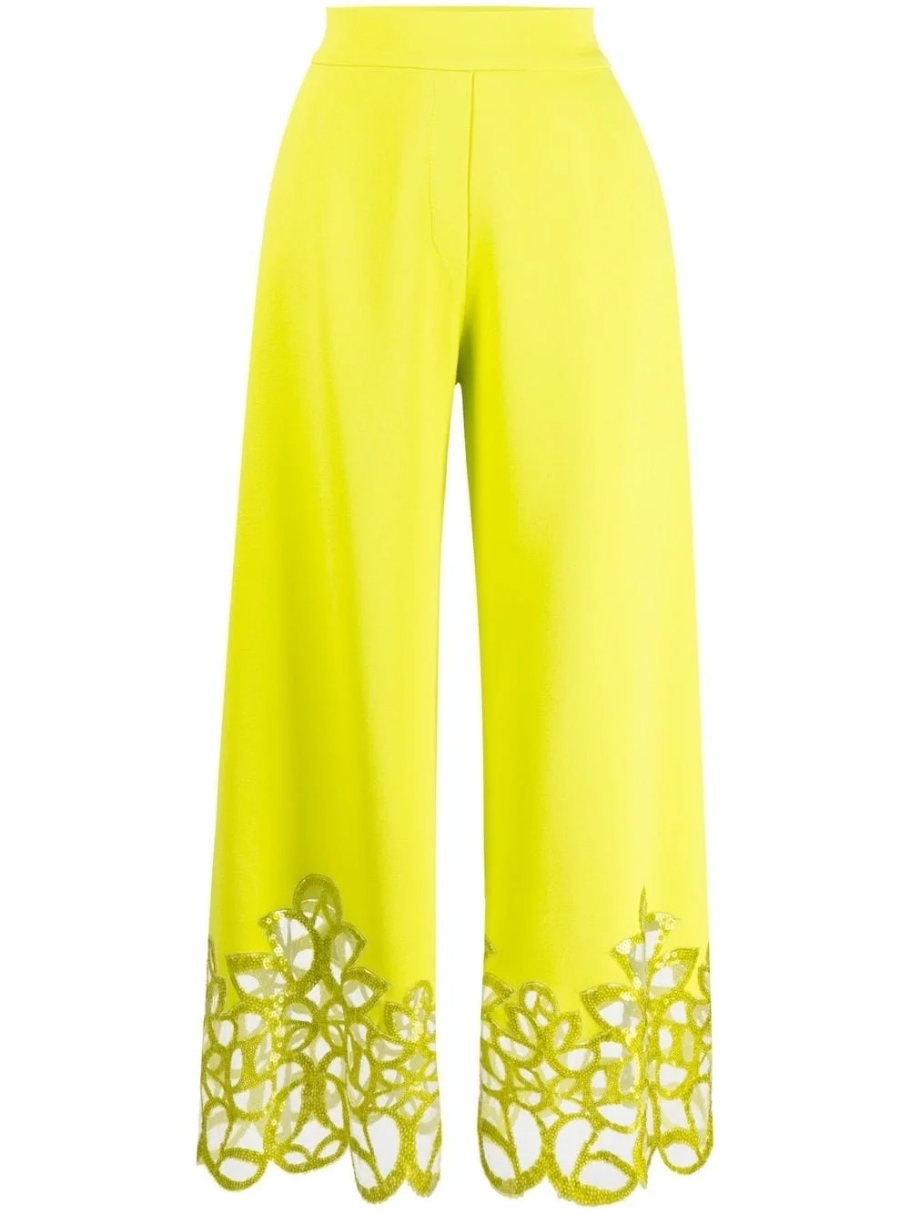 embroidered-detail cropped trousers - 1