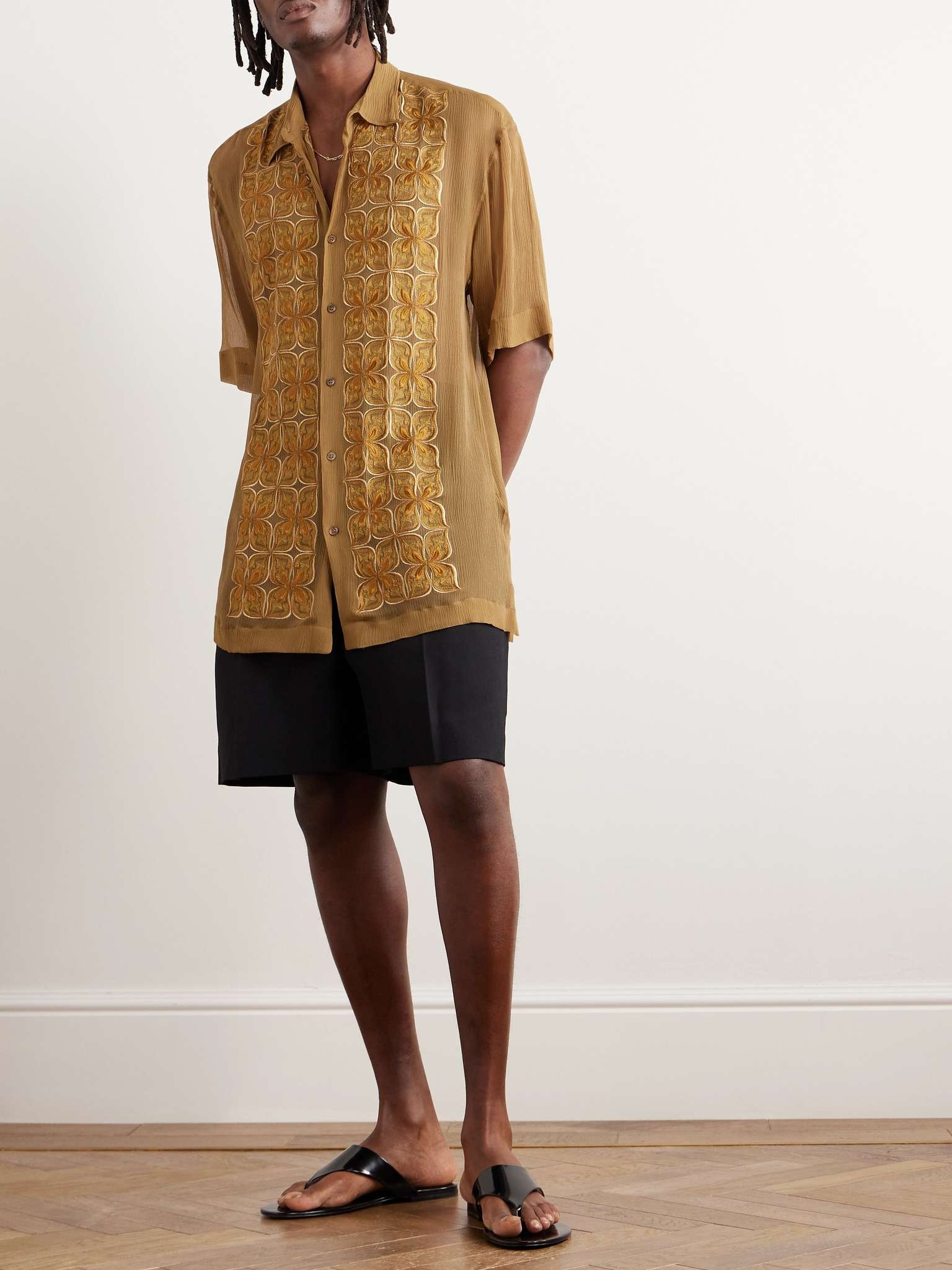 Embroidered Silk-Crepon Shirt - 2