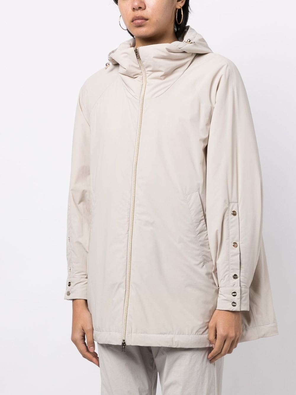 hooded zip-up coat - 3