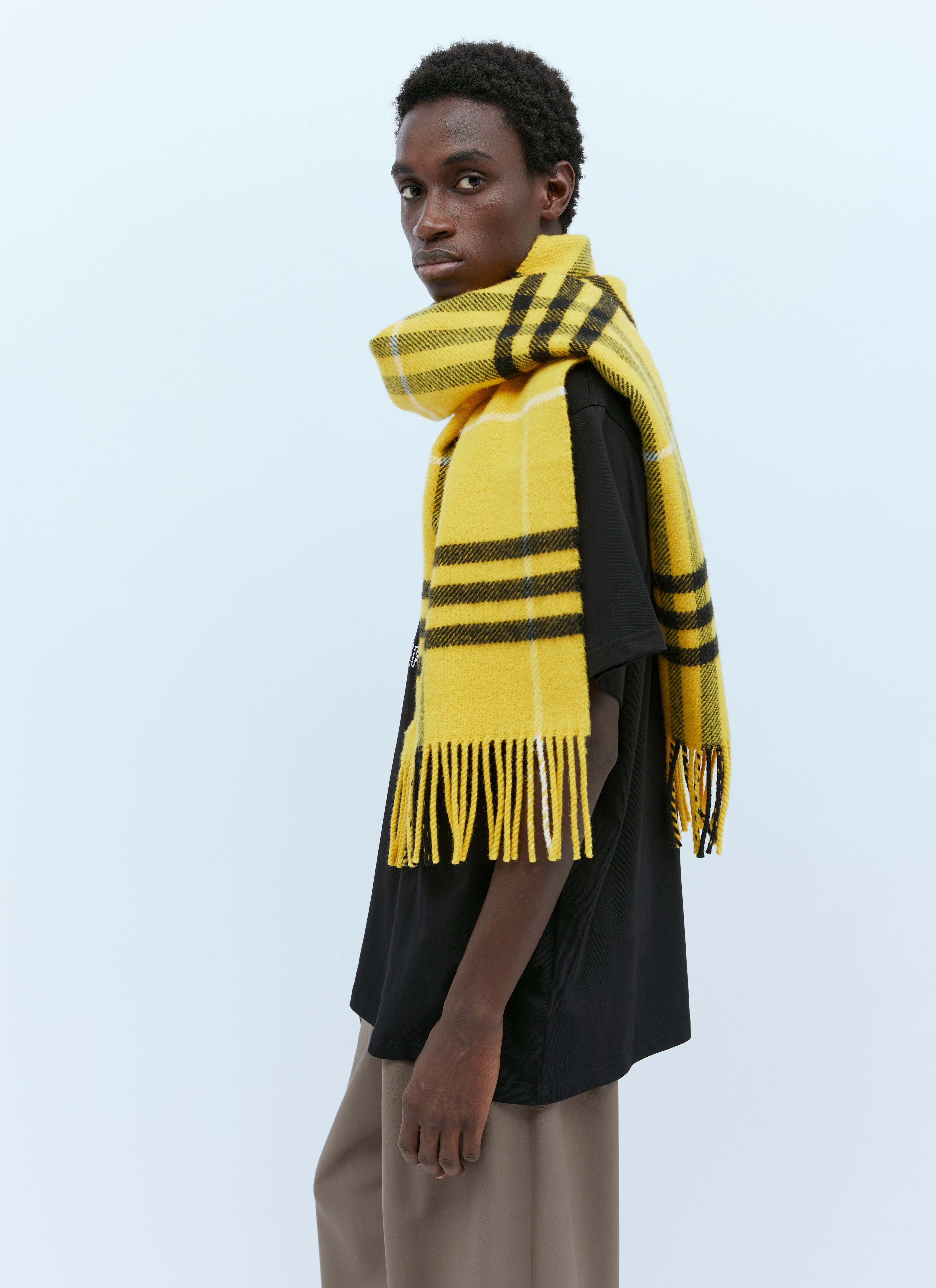 Check Wool Cashmere Scarf - 1