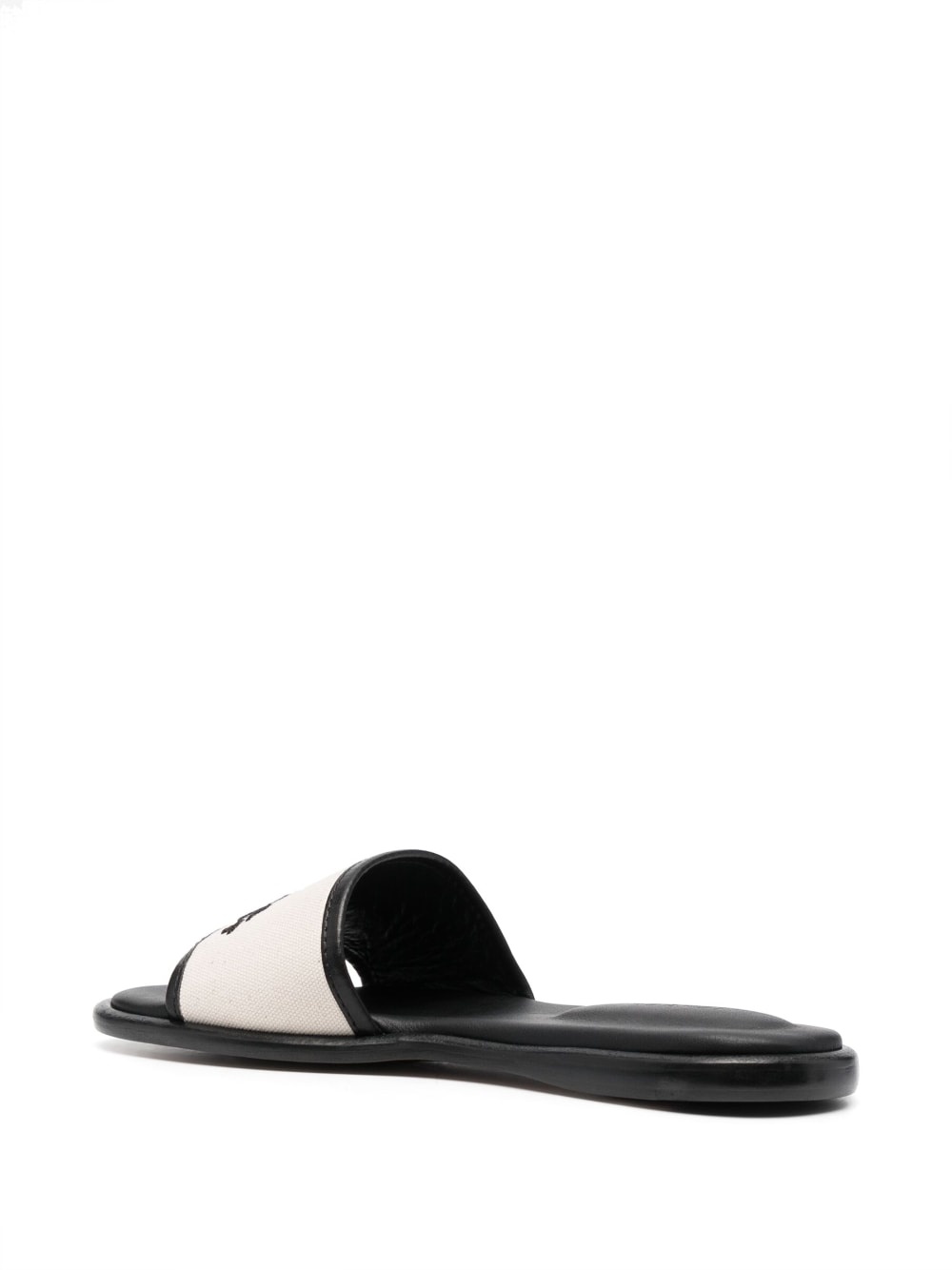 logo-embroidery leather slides - 3