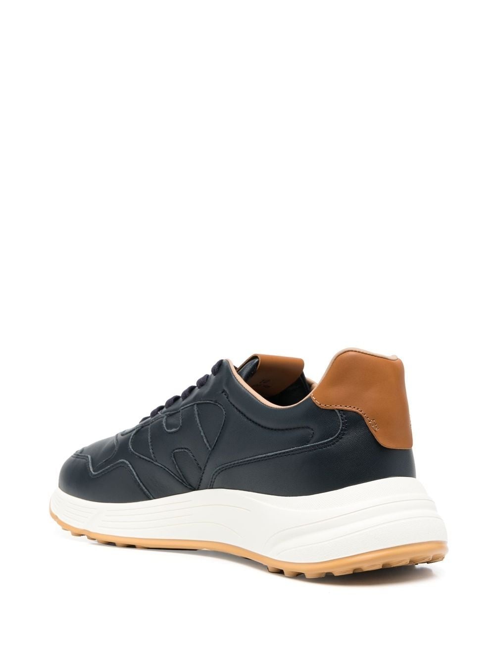 leather embossed-logo sneakers - 3