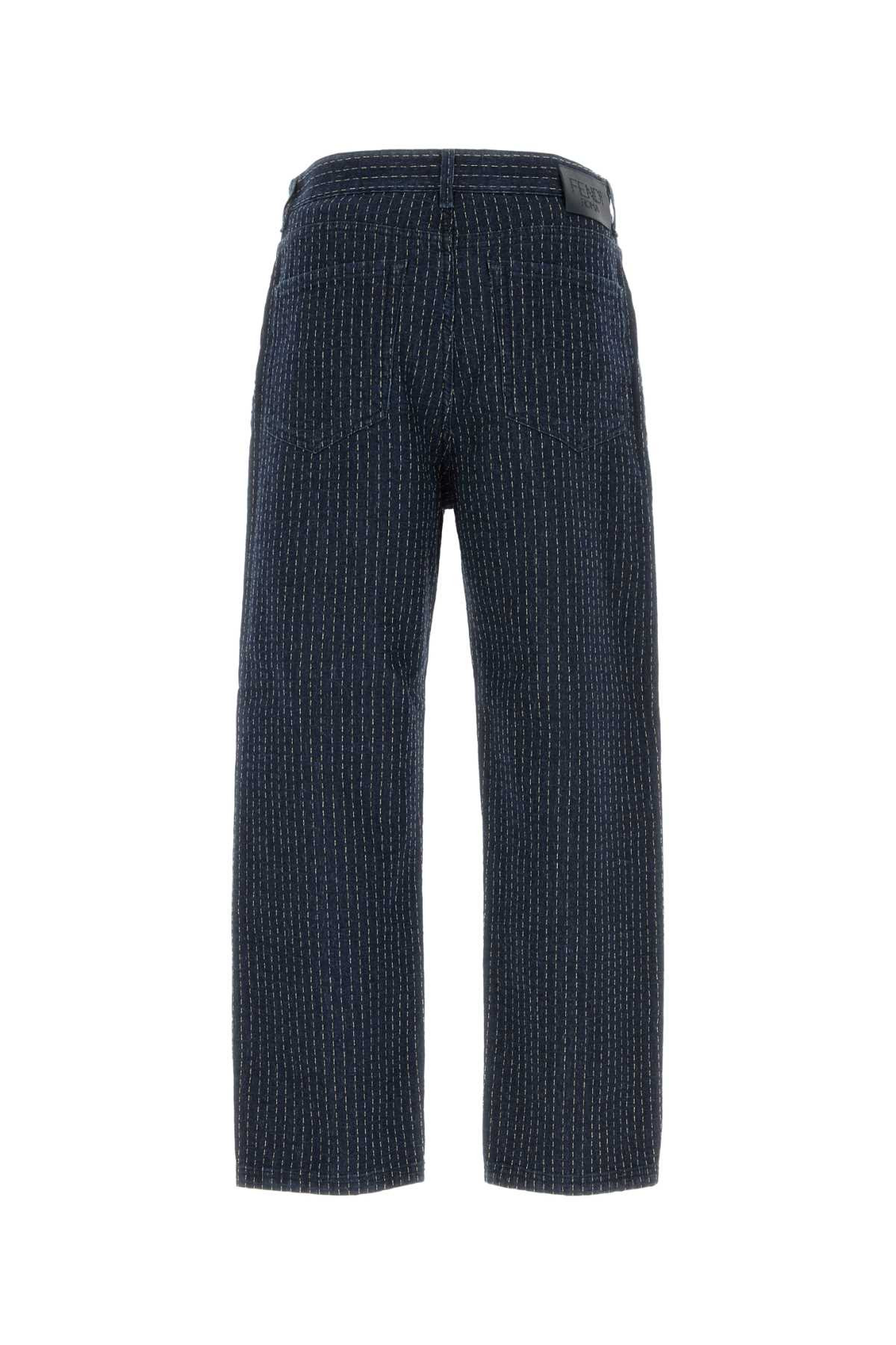 Fendi Men Embroidered Stretch Denim Jeans - 2
