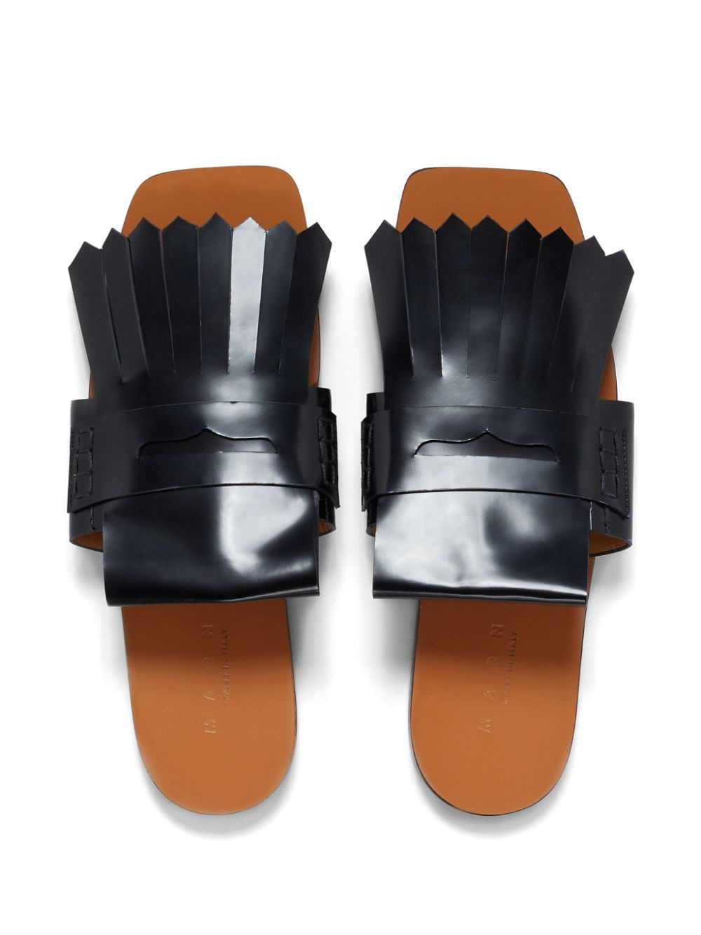 fringed leather flat sandals - 4